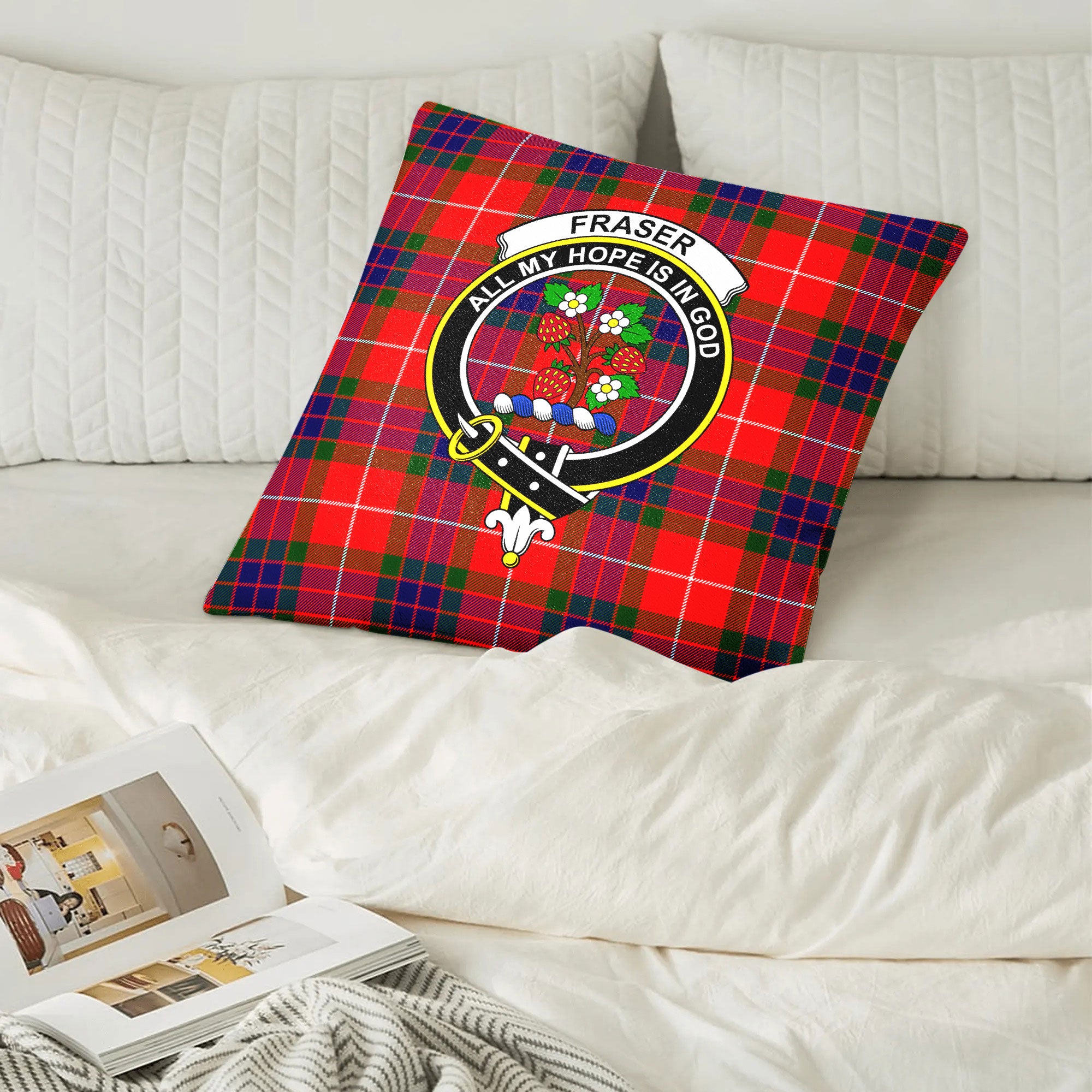 Fraser Tartan Crest Pillow Cover