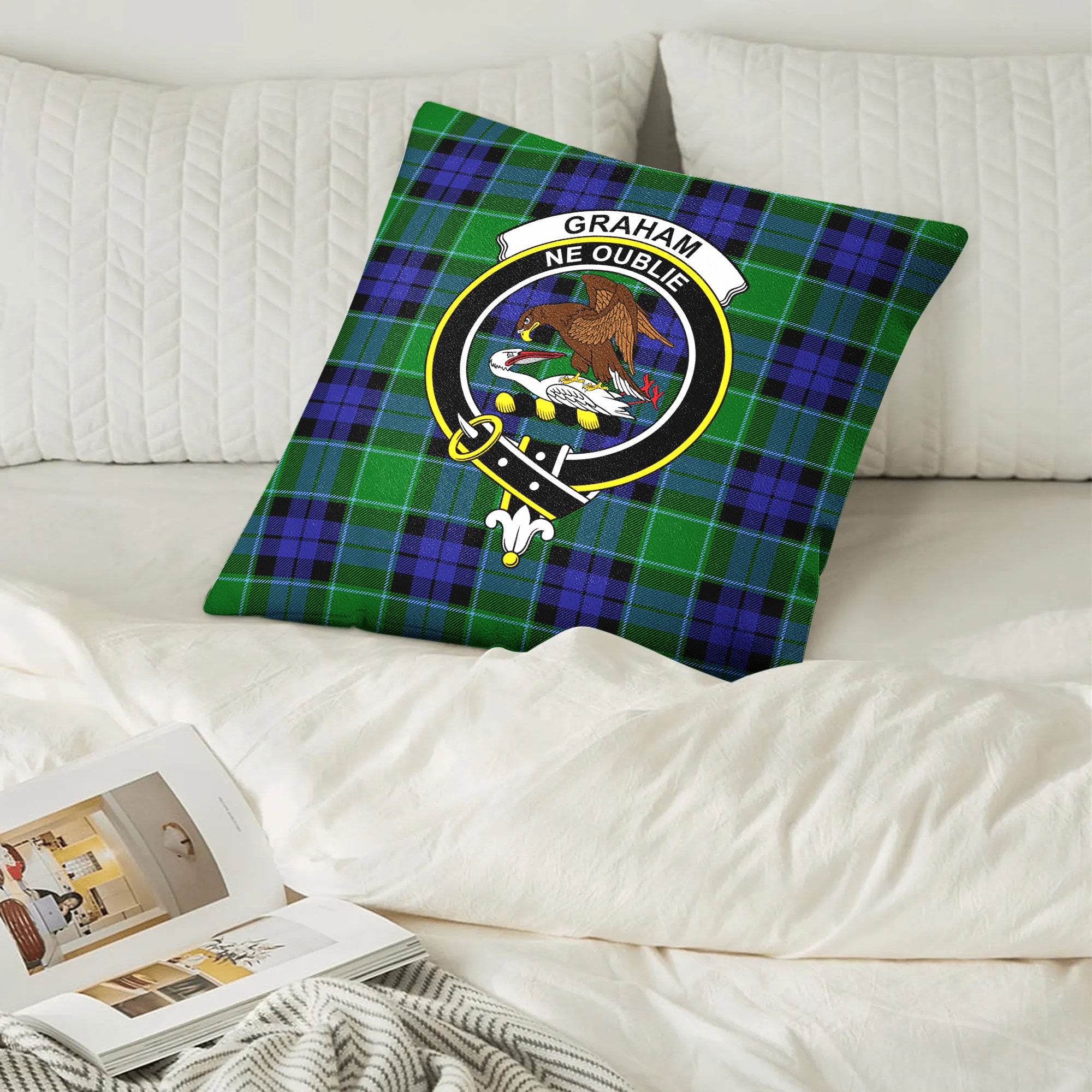 Graham of Menteith Modern Tartan Crest Pillow Cover