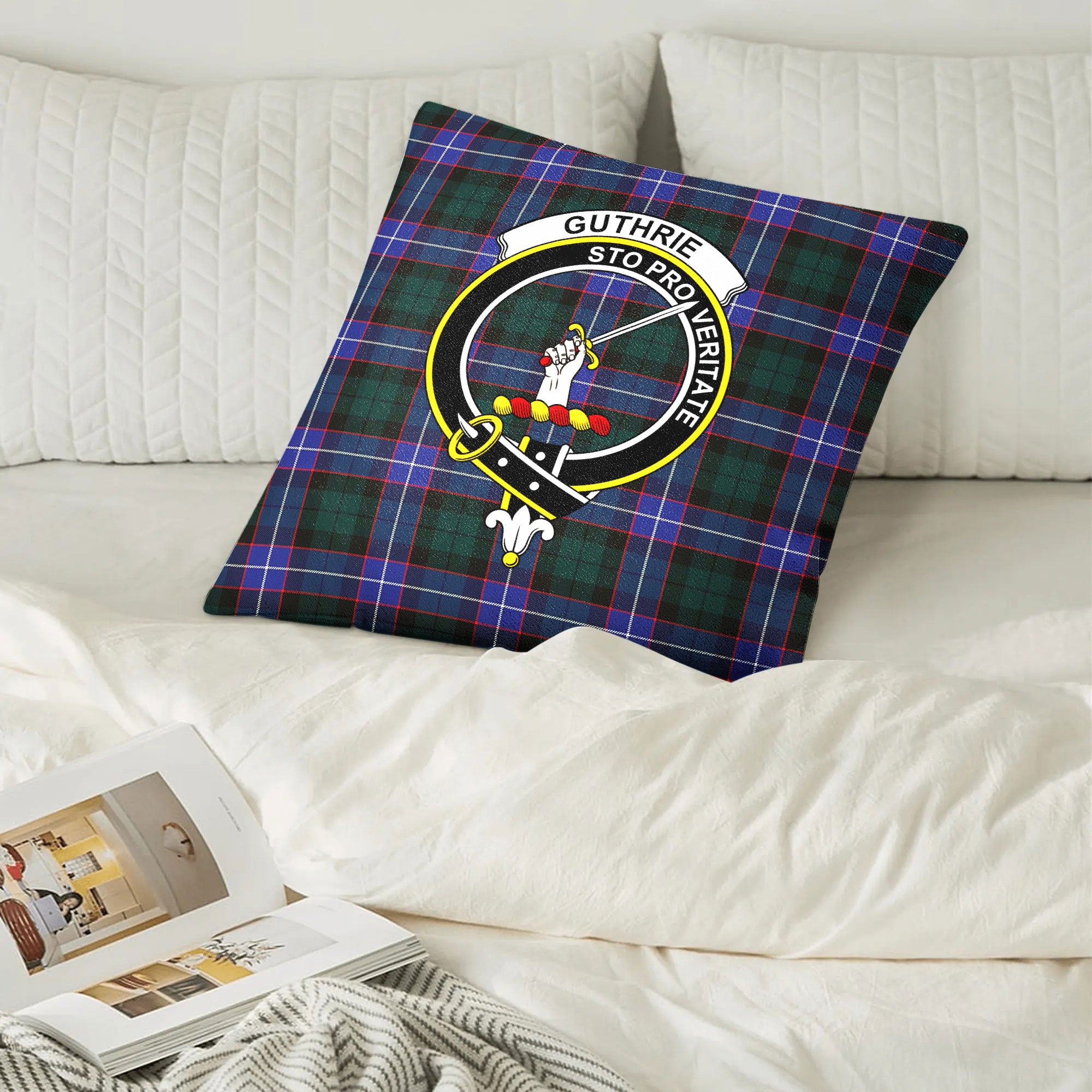 Guthrie Modern Tartan Crest Pillow Cover