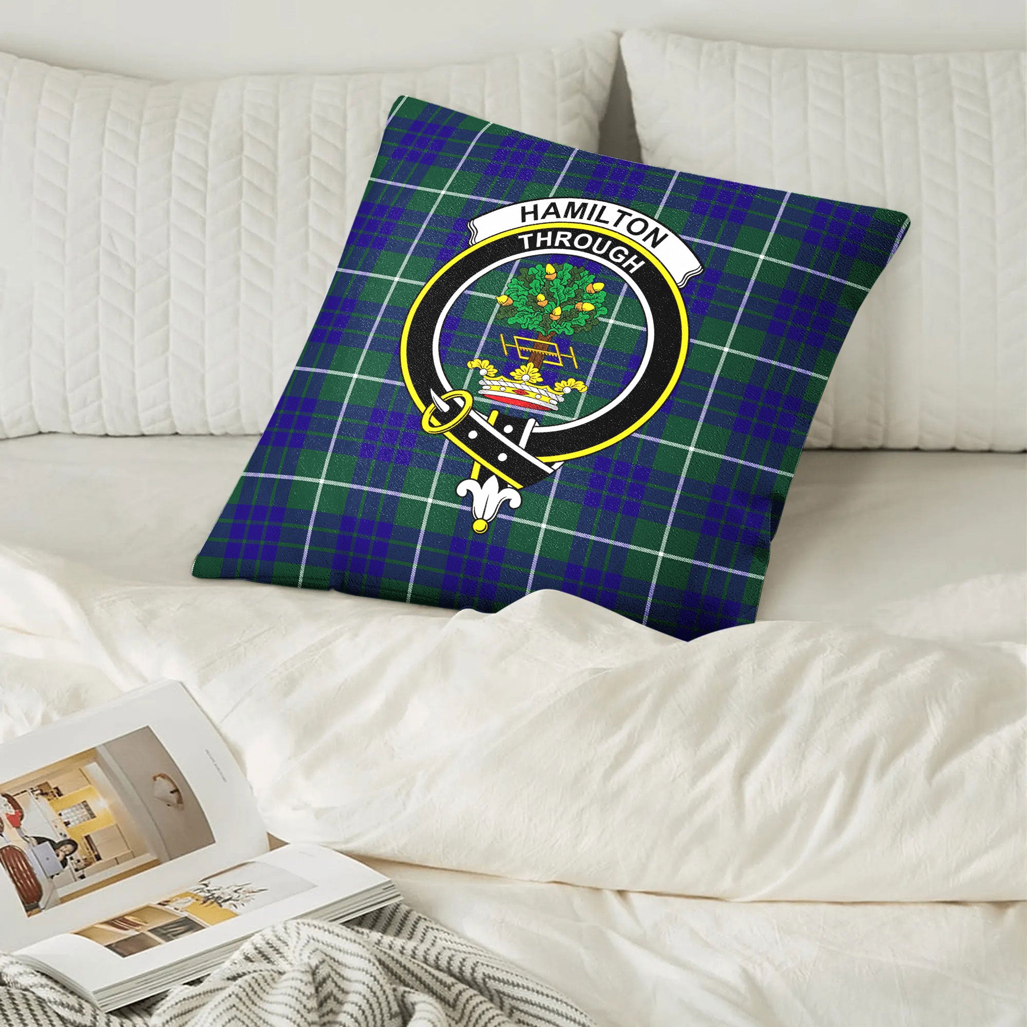 Hamilton Hunting Modern Tartan Crest Pillow Cover