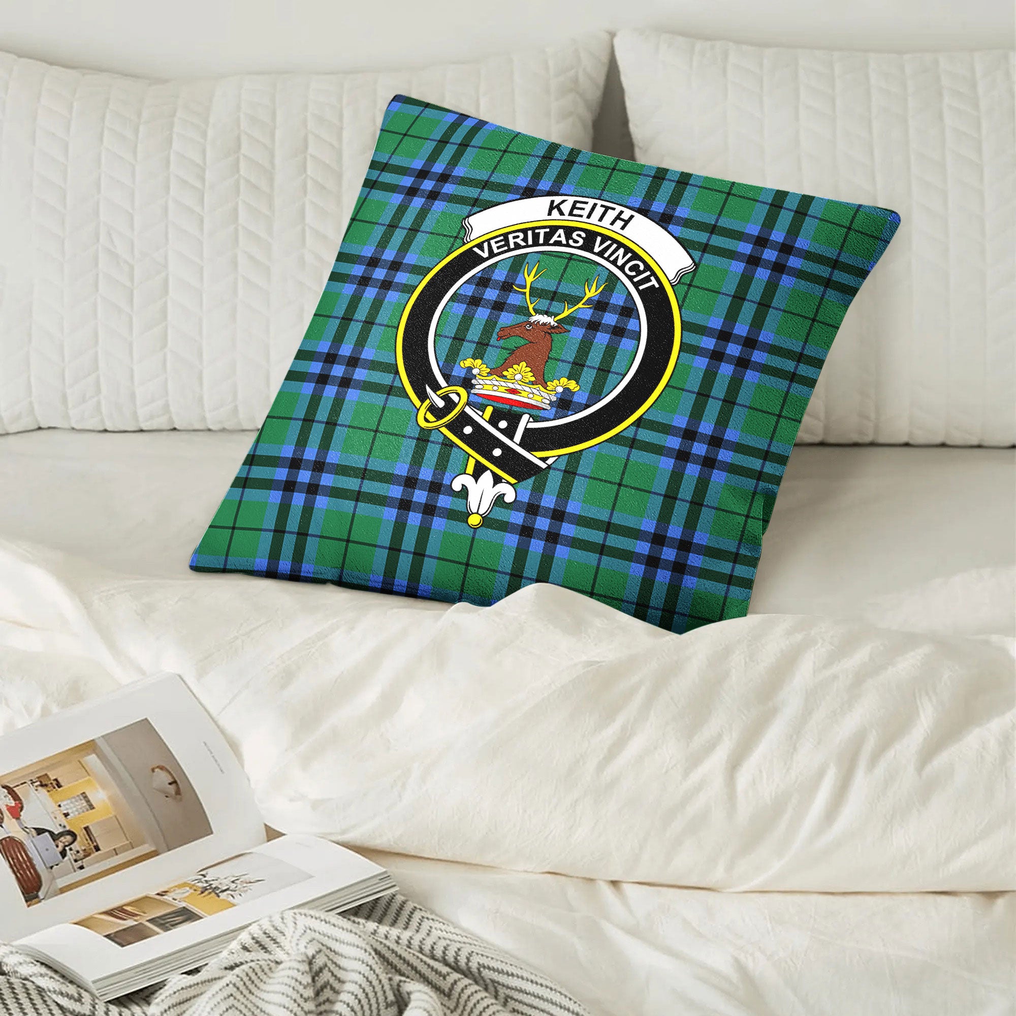 Keith Ancient Tartan Crest Pillow Cover