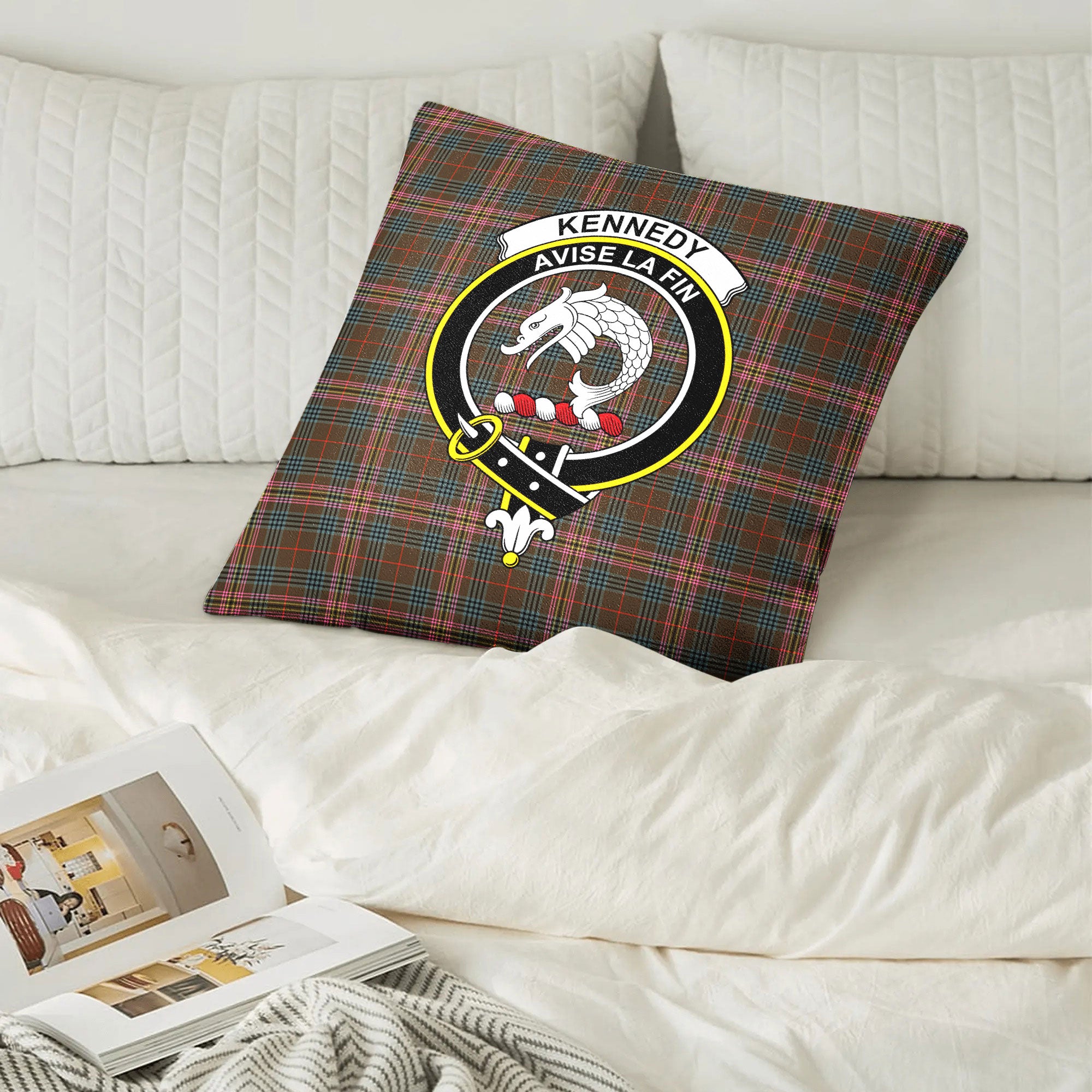 Kennedy Weathered Tartan Crest Pillow Cover