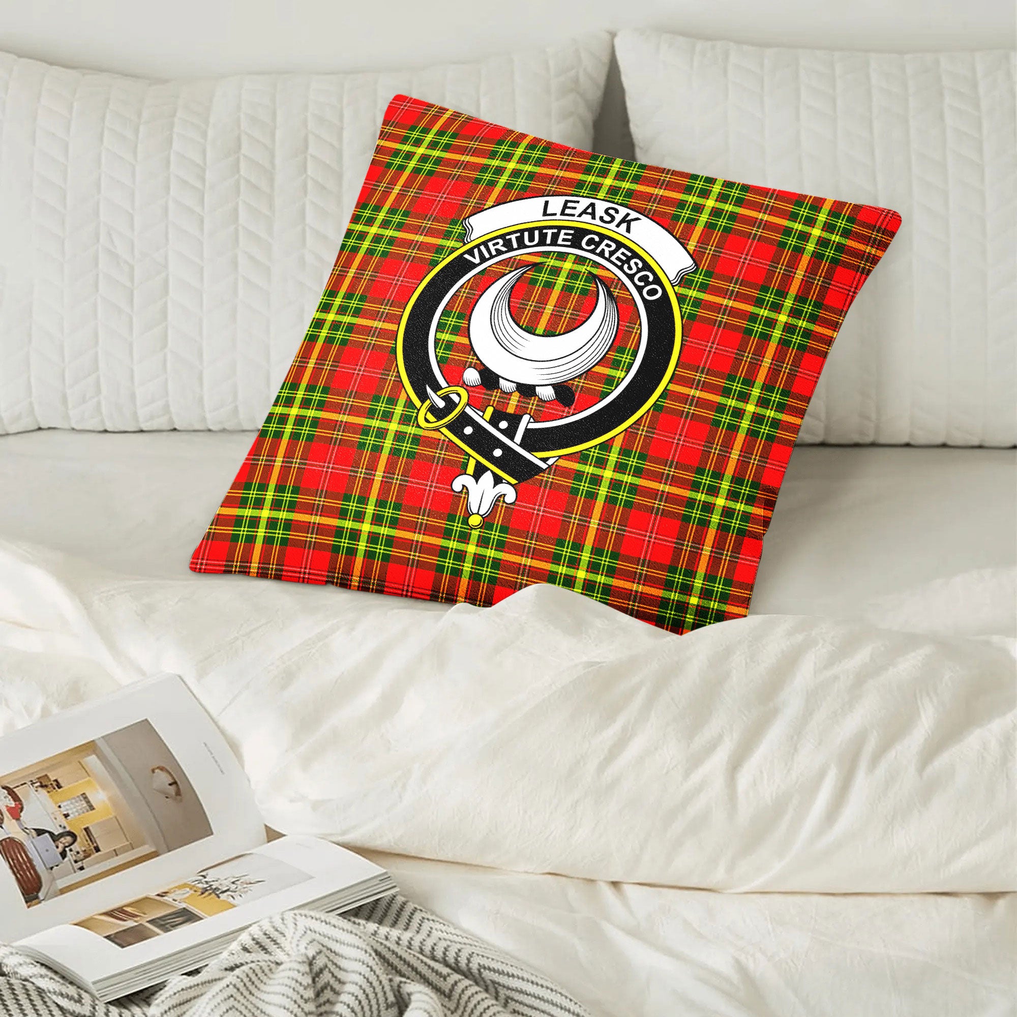 Leask Tartan Crest Pillow Cover