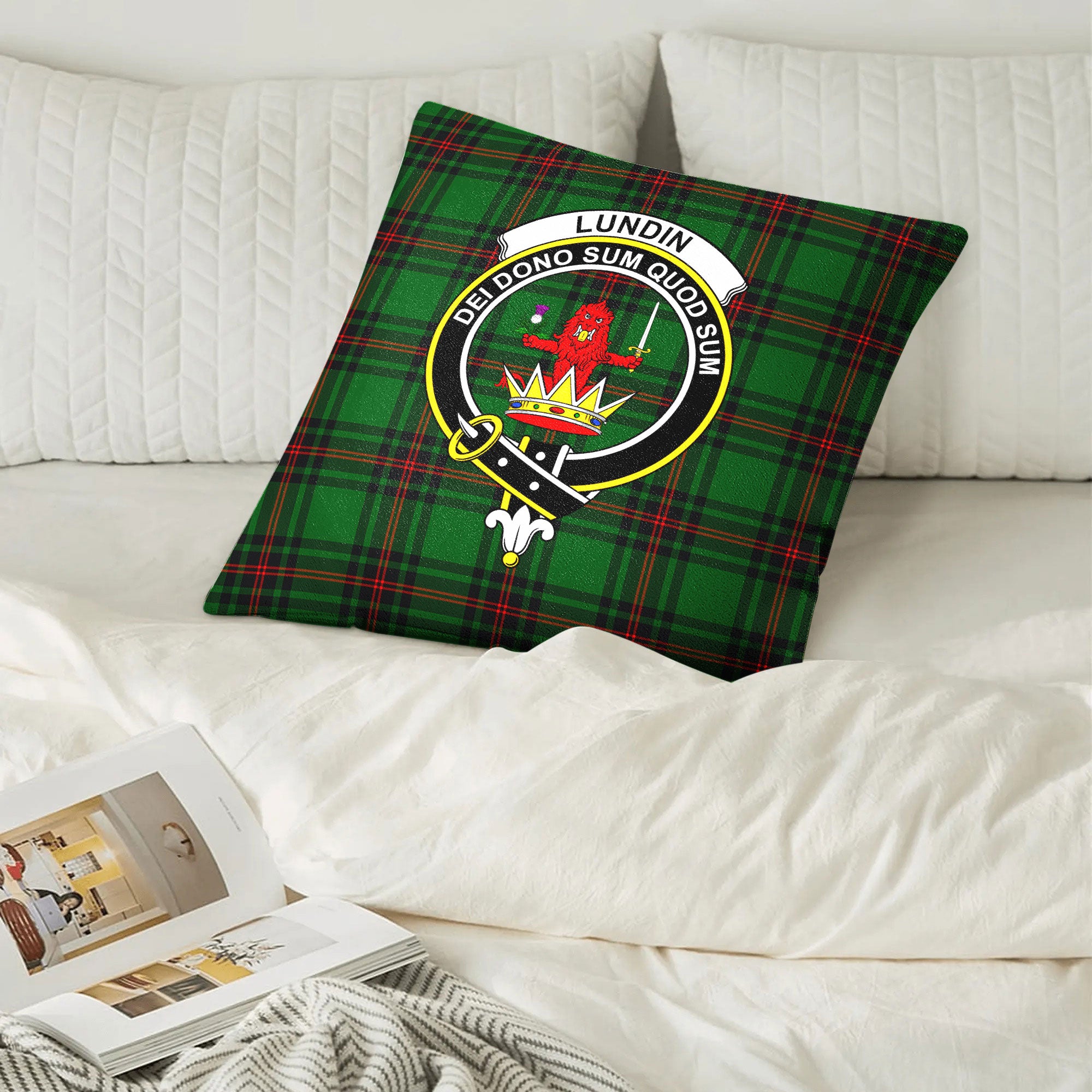 Lundin Tartan Crest Pillow Cover