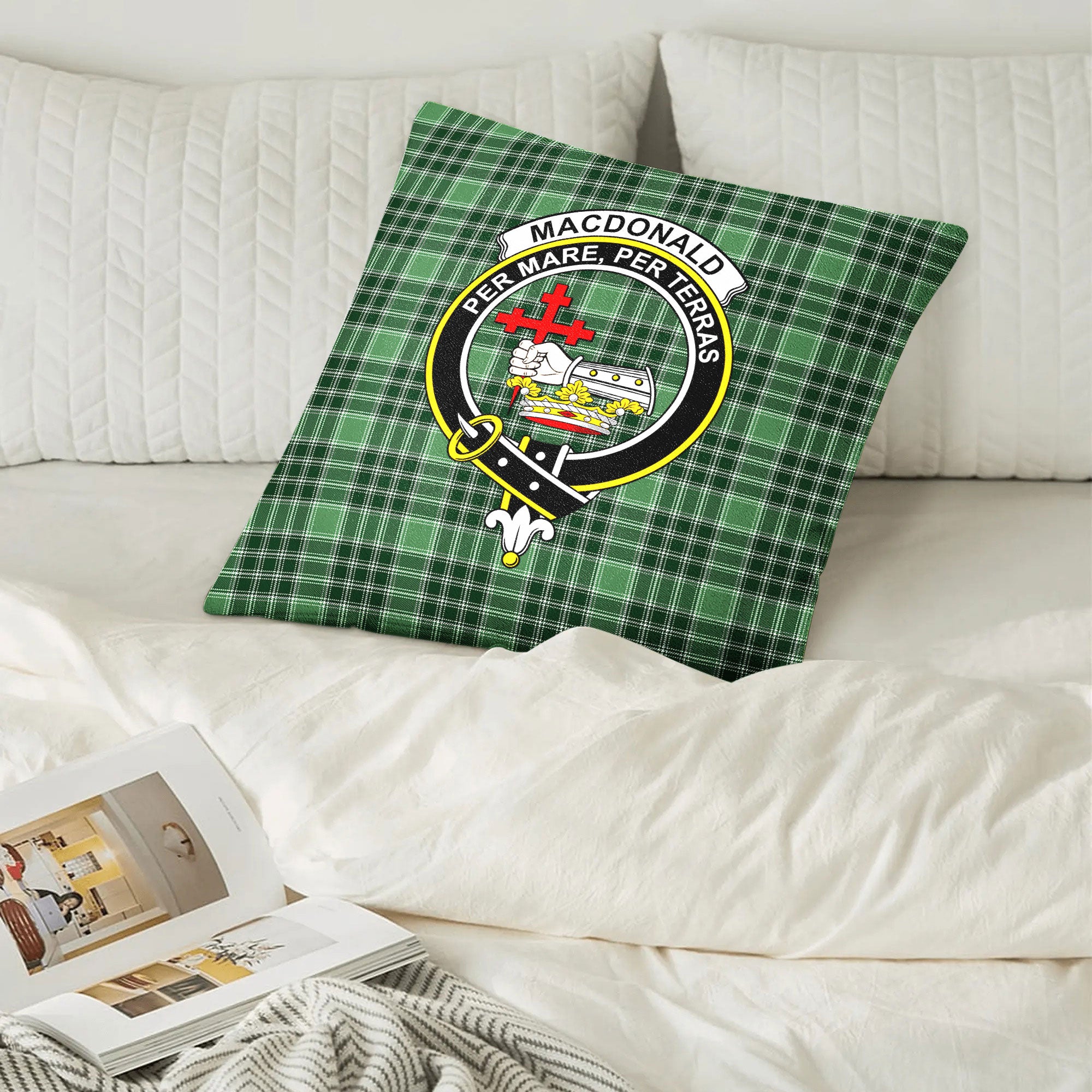 MacDonald Lord of the Isles Hunting Tartan Crest Pillow Cover