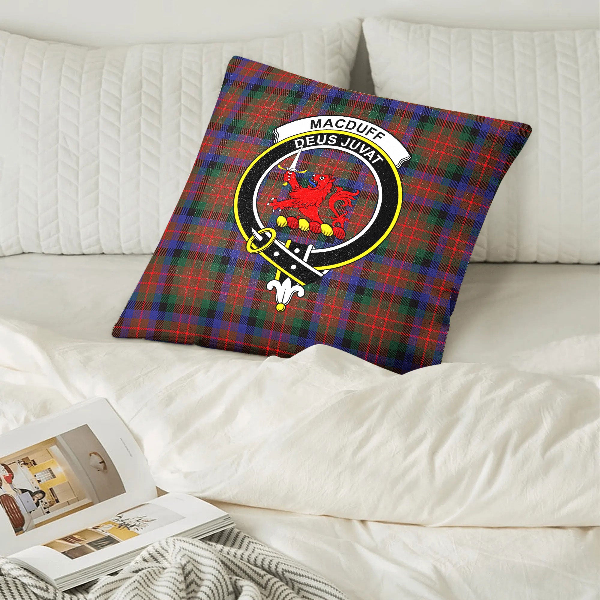 MacDuff Hunting Modern Tartan Crest Pillow Cover