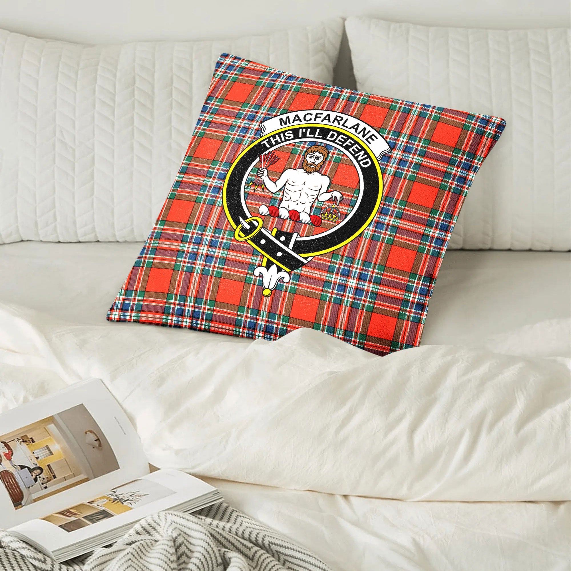 MacFarlane Ancient Tartan Crest Pillow Cover