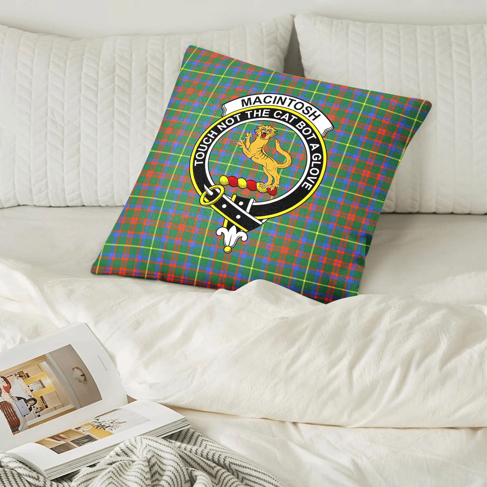 MacIntosh Hunting Ancient Tartan Crest Pillow Cover