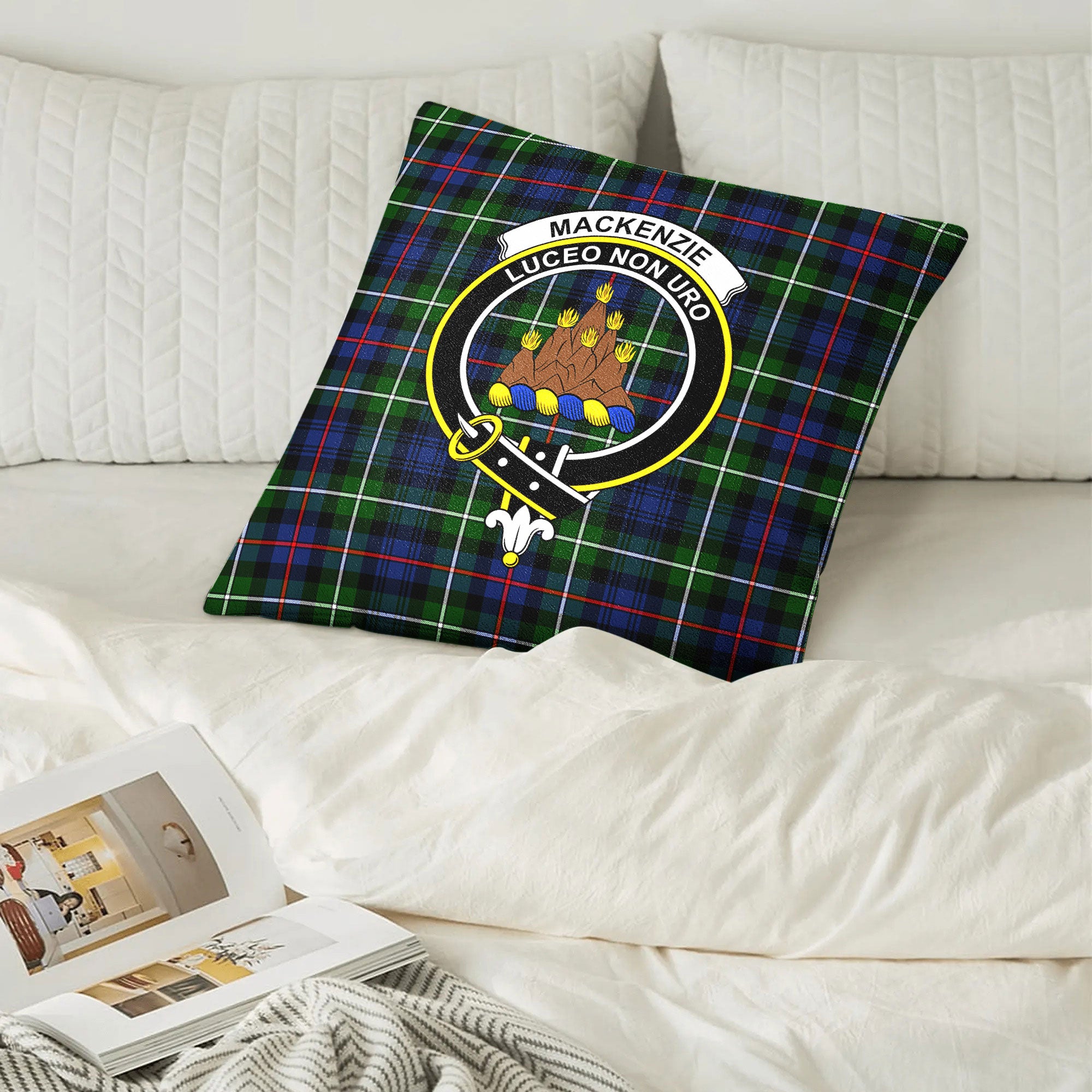 MacKenzie Modern Tartan Crest Pillow Cover