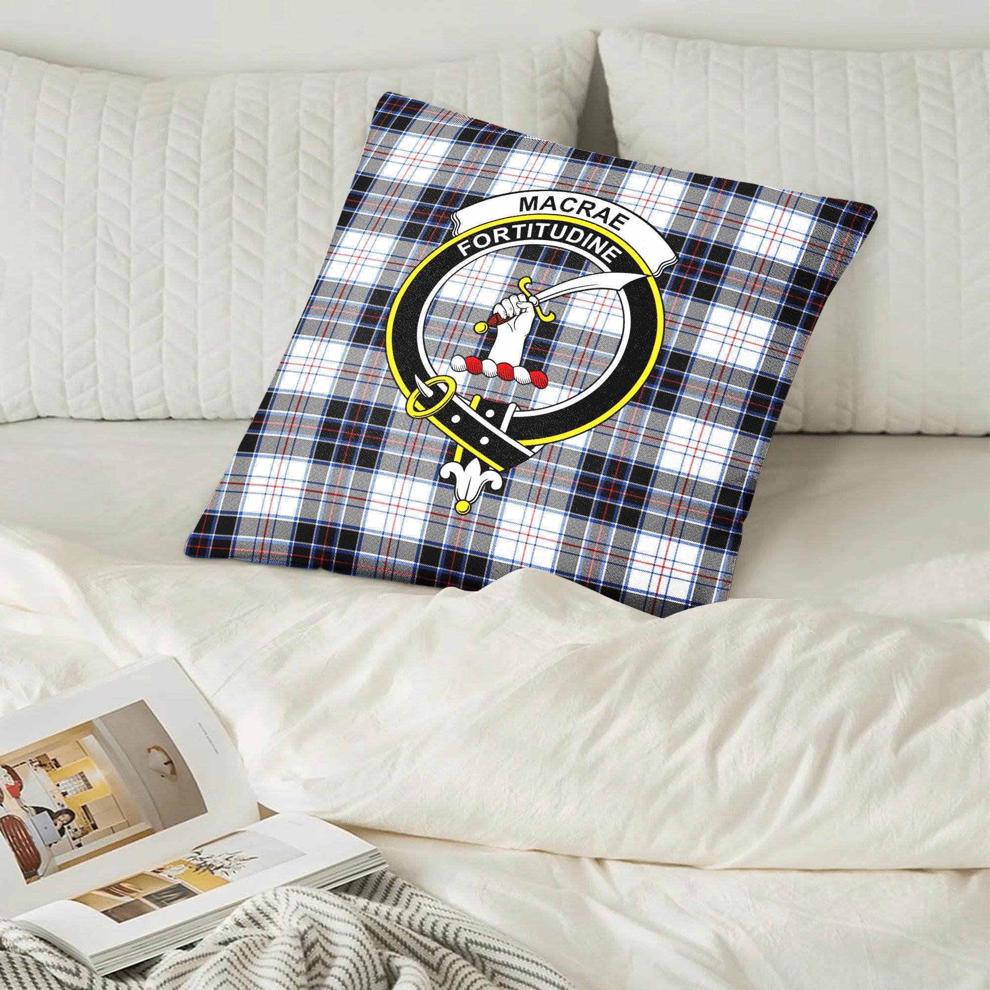 MacRae Dress Modern Tartan Crest Pillow Cover