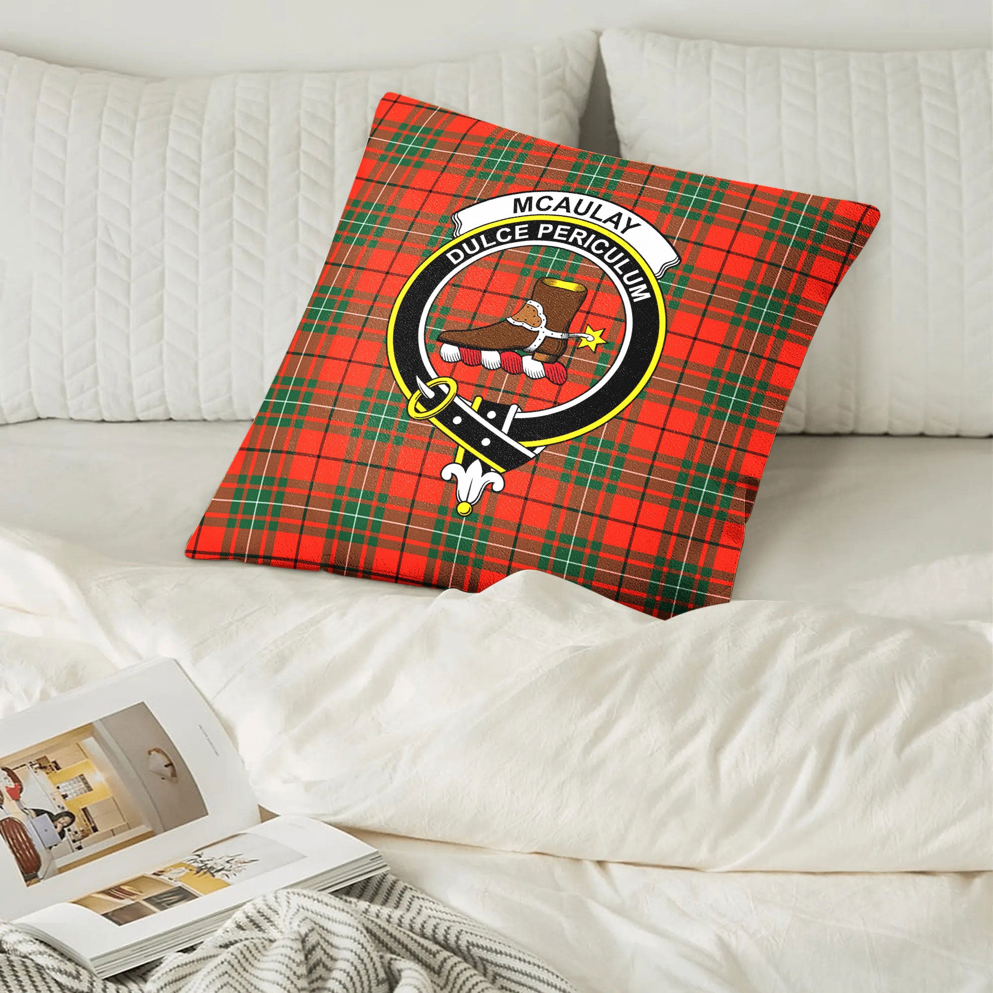 McAulay Ancient Tartan Crest Pillow Cover