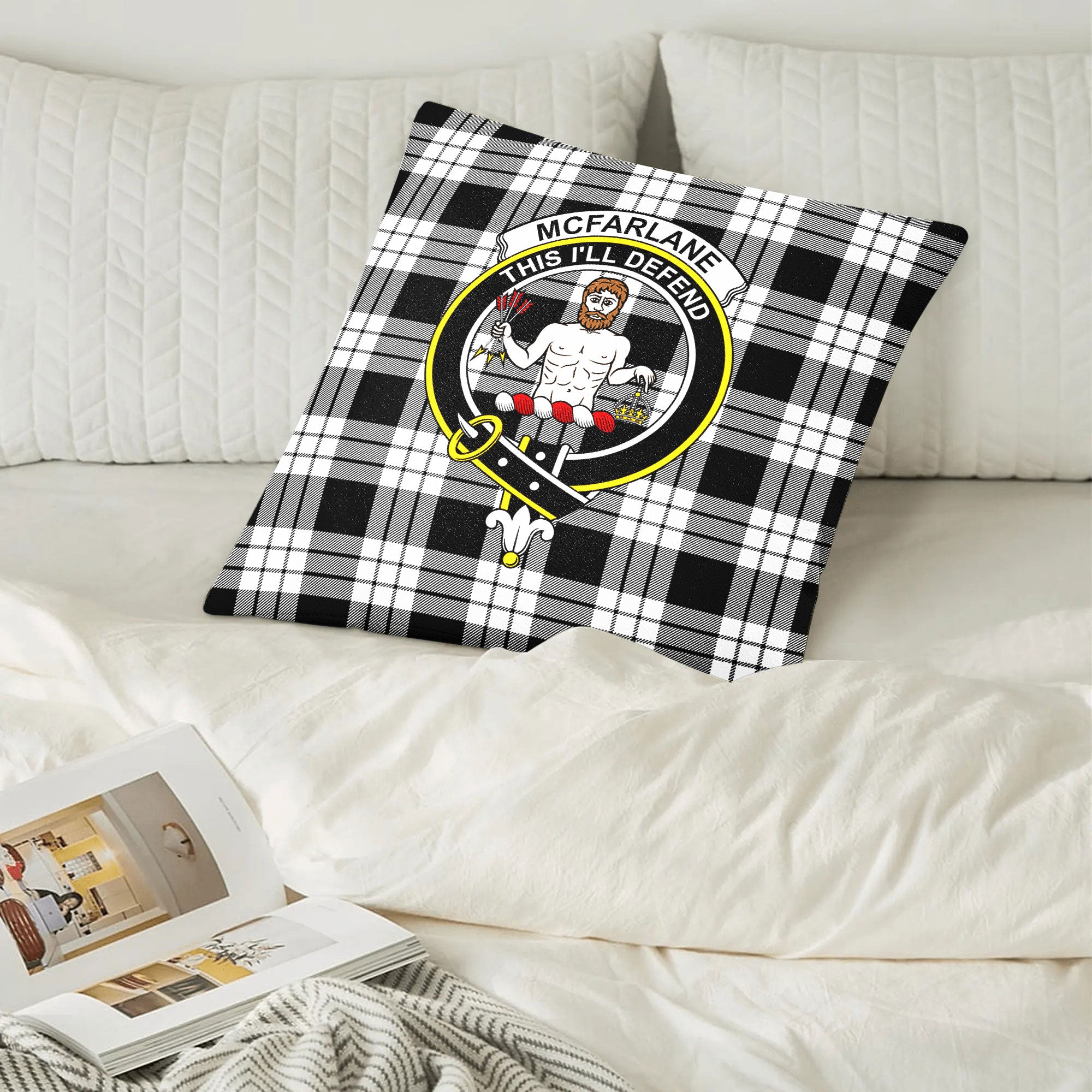 McFarlane Black - White Tartan Crest Pillow Cover