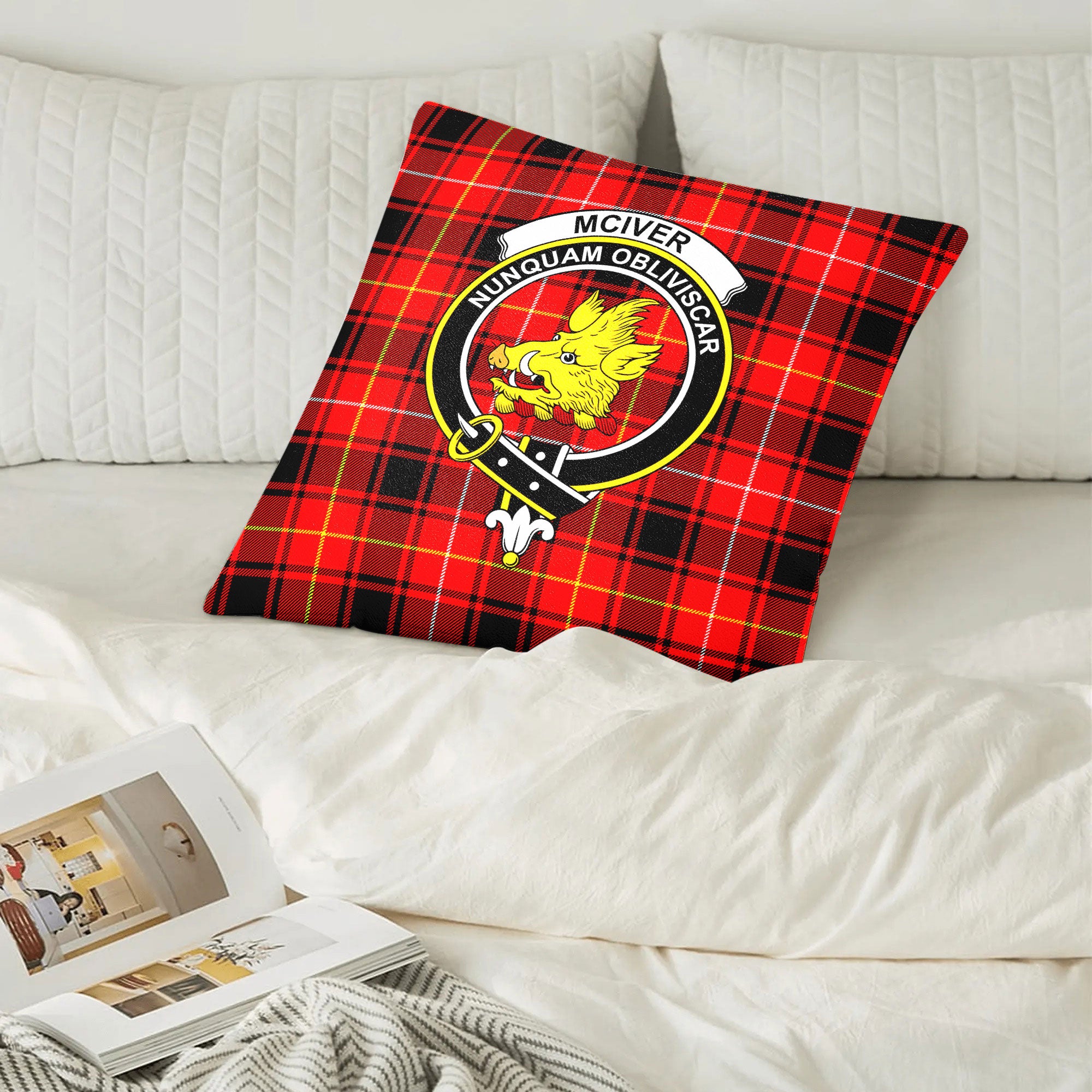 McIver Modern Tartan Crest Pillow Cover