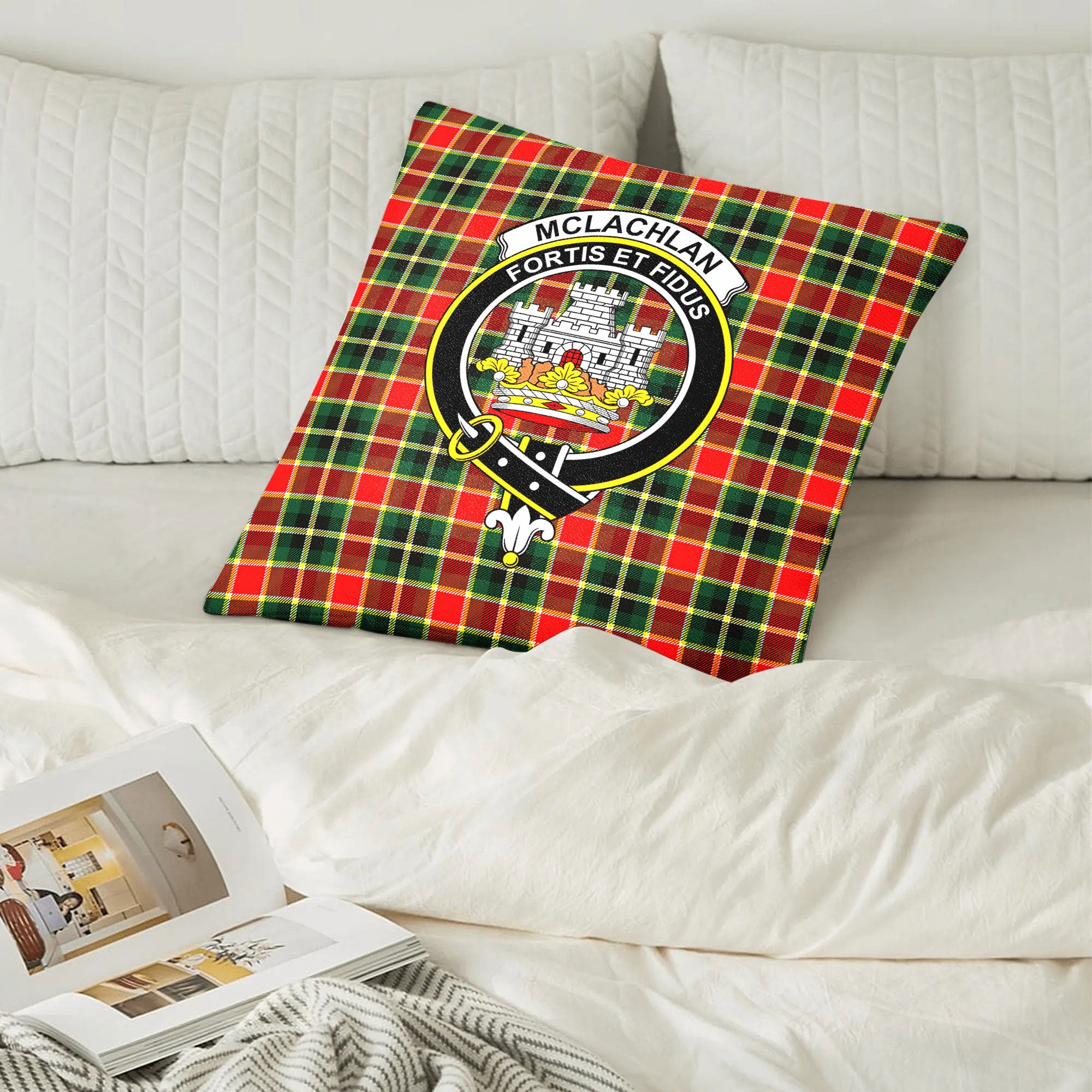 McLachlan Hunting Modern Tartan Crest Pillow Cover