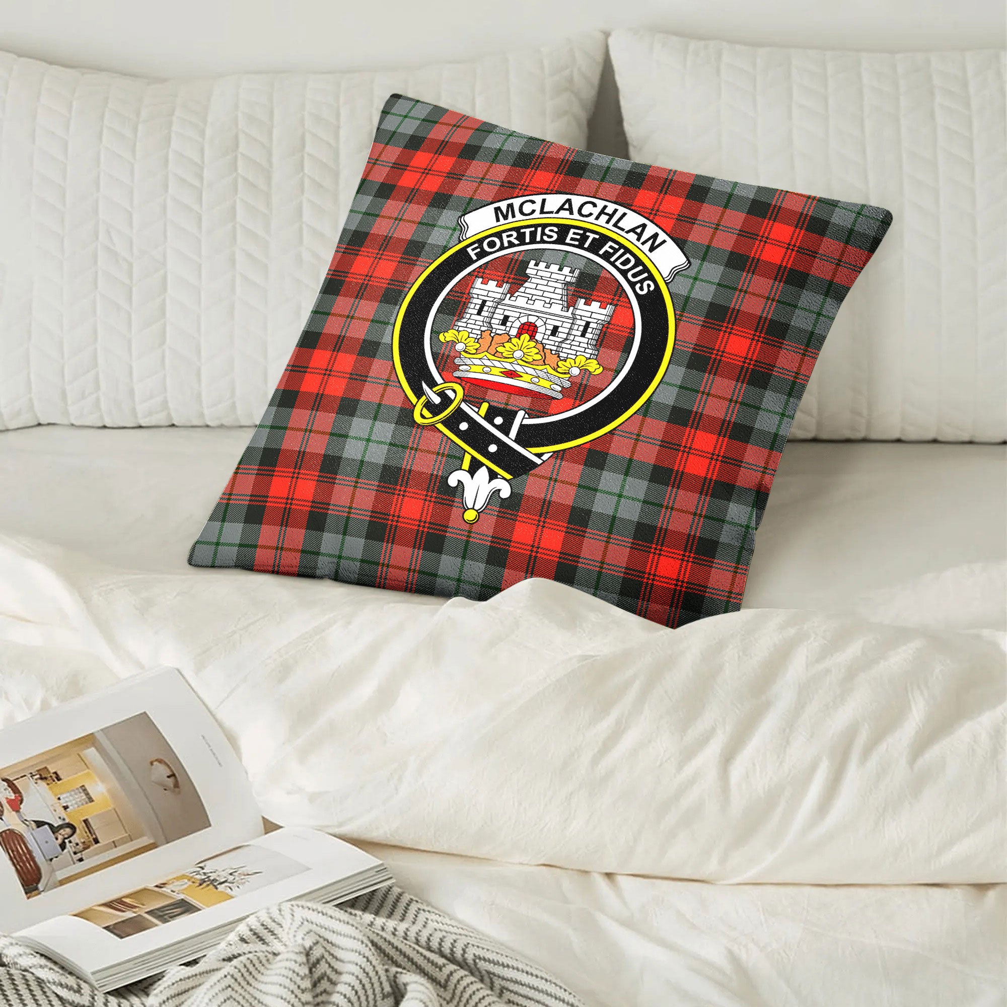 McLachlan Weathered Tartan Crest Pillow Cover