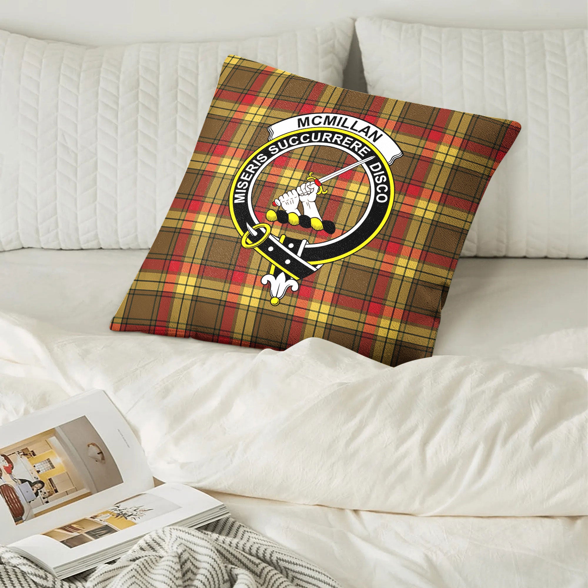 McMillan Old Weathered Tartan Crest Pillow Cover