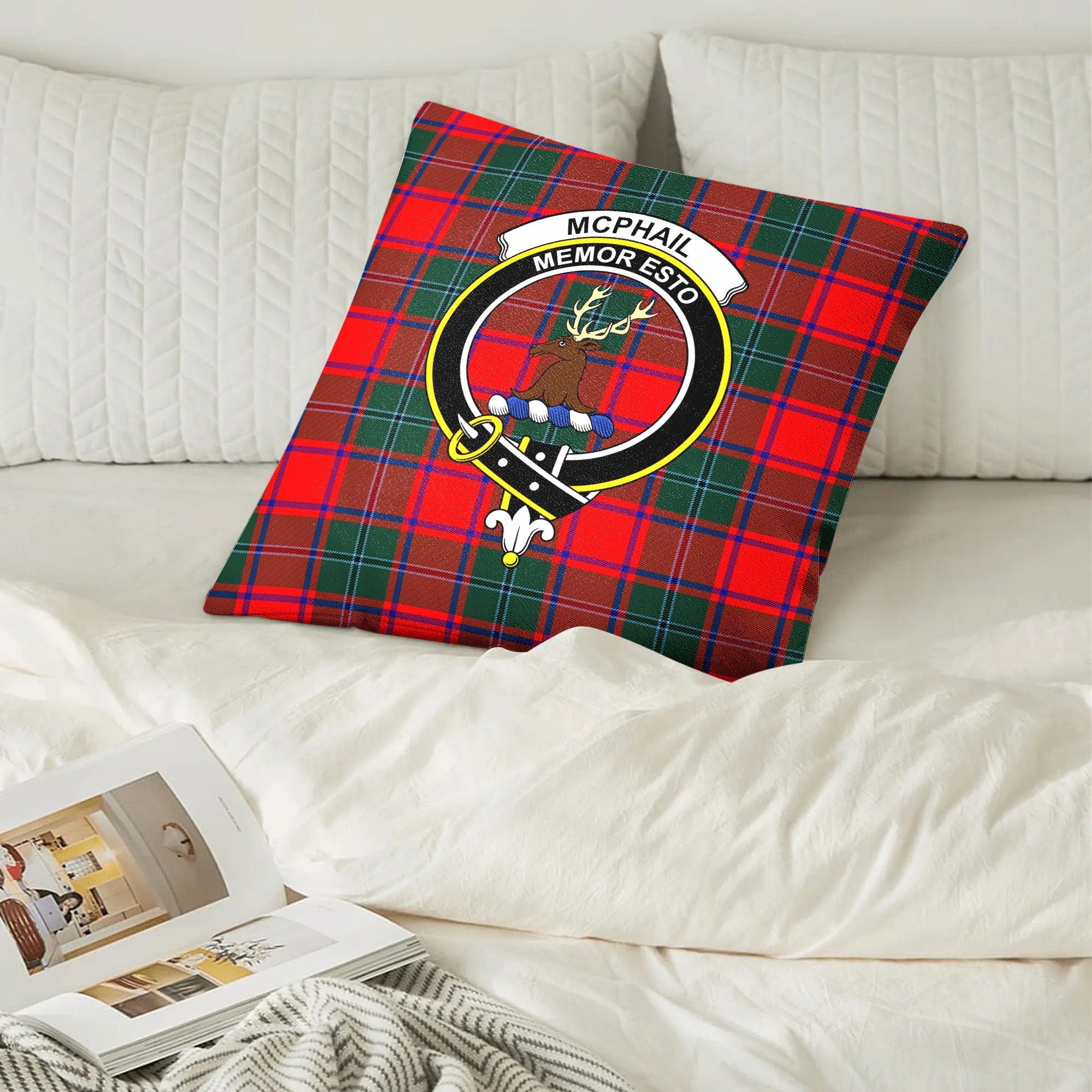 McPhail Clan Tartan Crest Pillow Cover