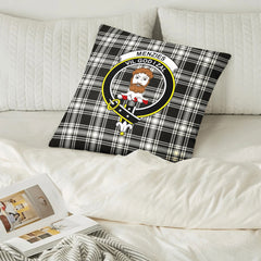 Menzies Black - White Ancient Tartan Crest Pillow Cover