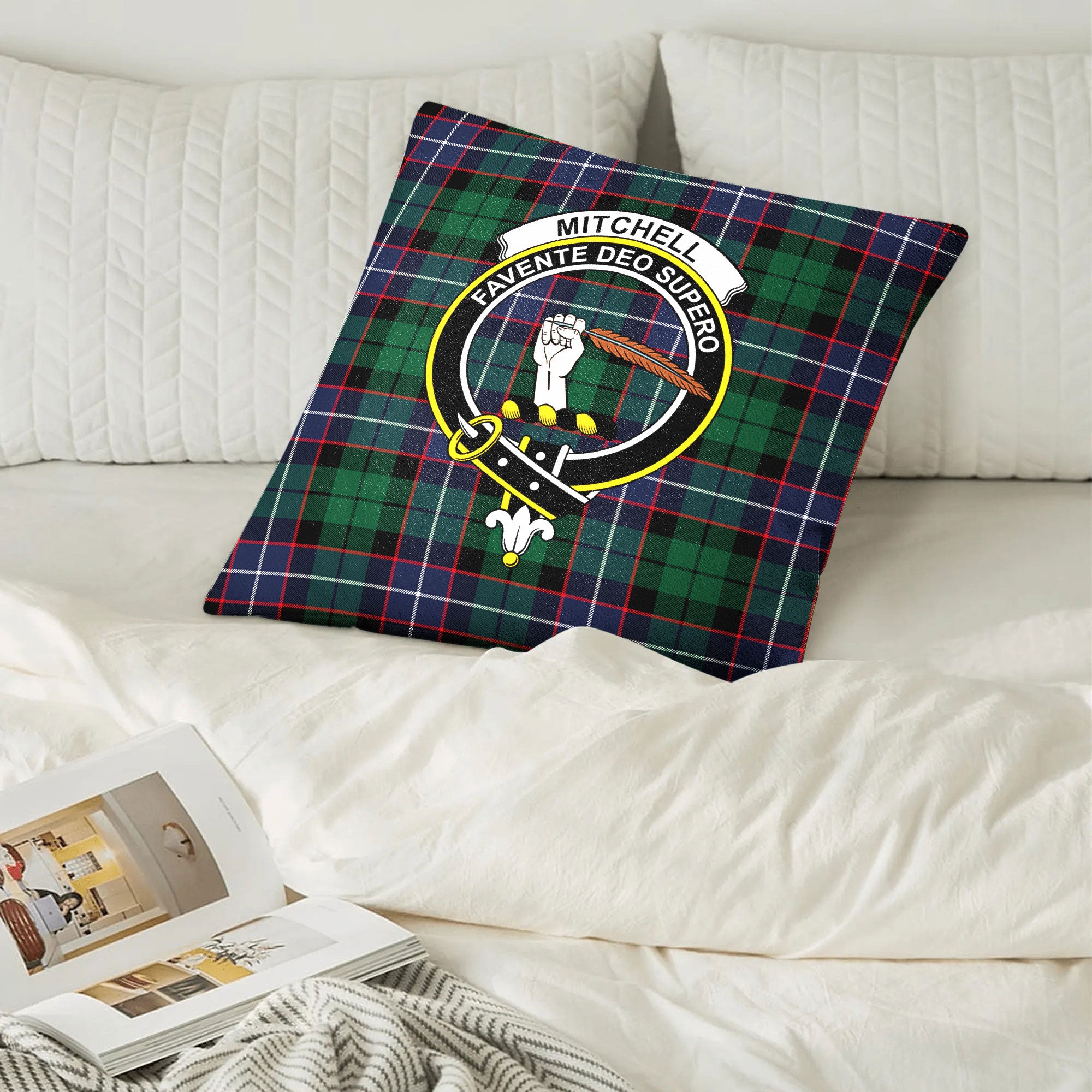 Mitchell Modern Tartan Crest Pillow Cover