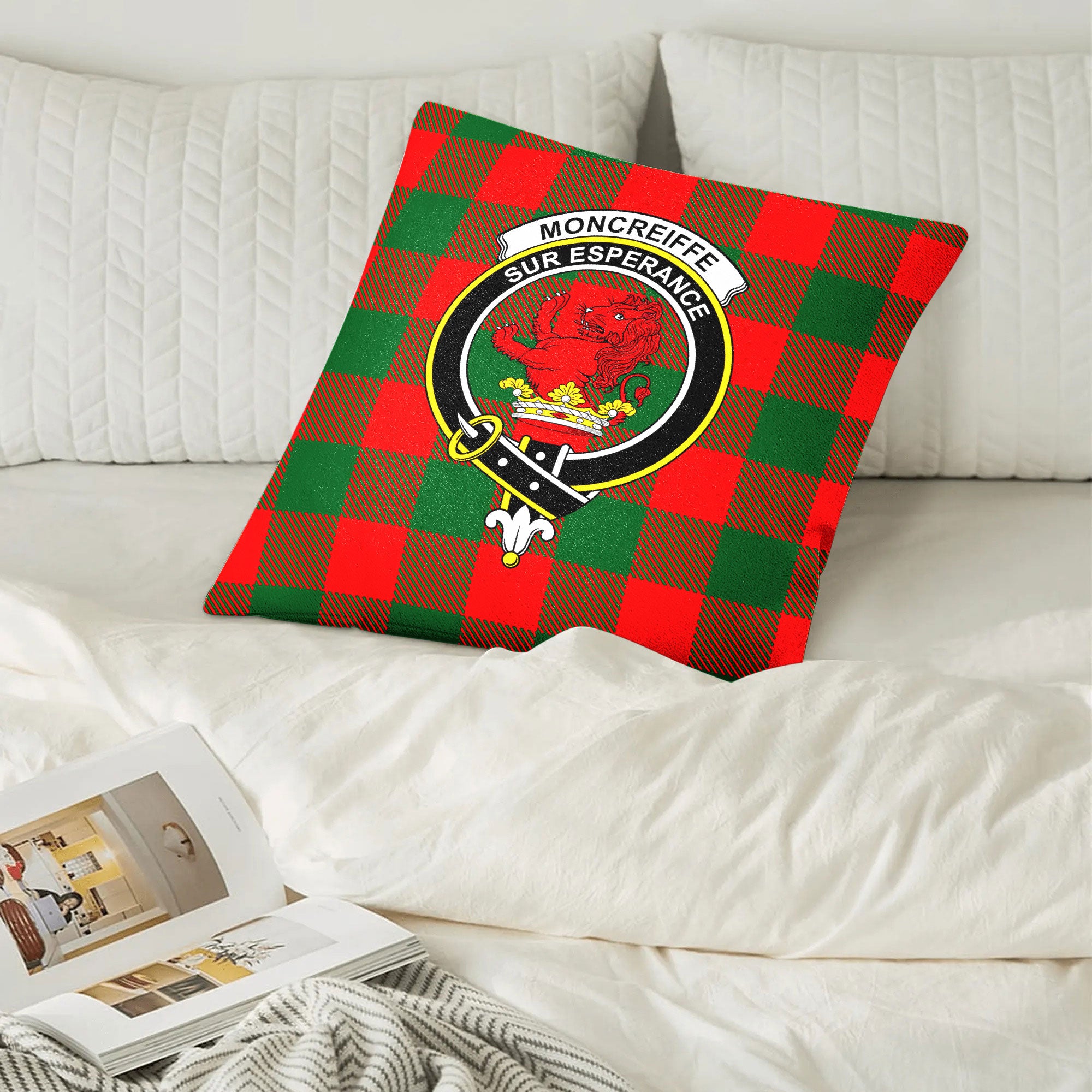 Moncreiffe (or Moncreiff) Tartan Crest Pillow Cover