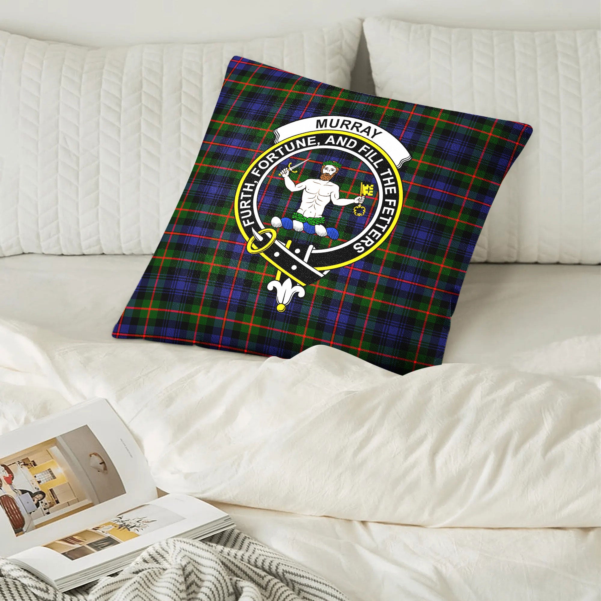 Murray of Atholl Modern Tartan Crest Pillow Cover