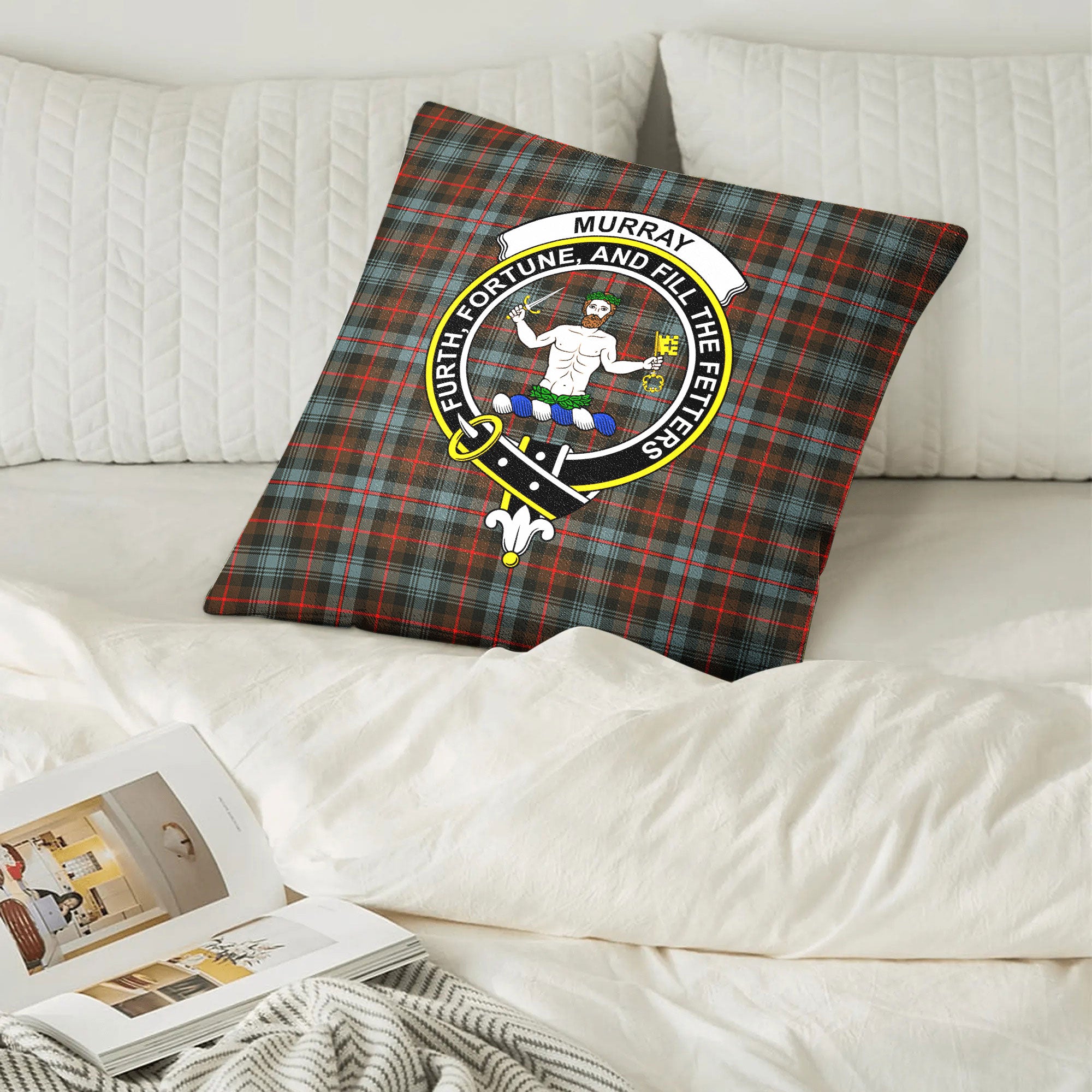 Murray of Atholl Weathered Tartan Crest Pillow Cover