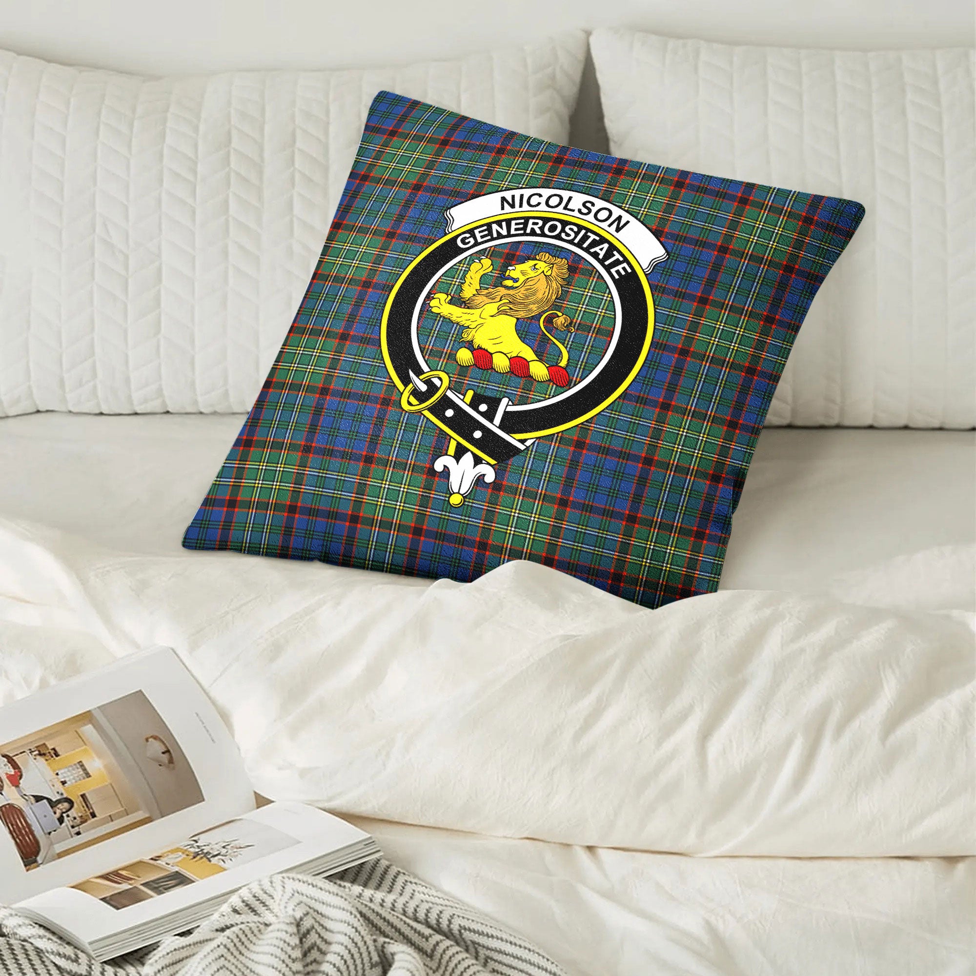 Nicolson Hunting Ancient Tartan Crest Pillow Cover