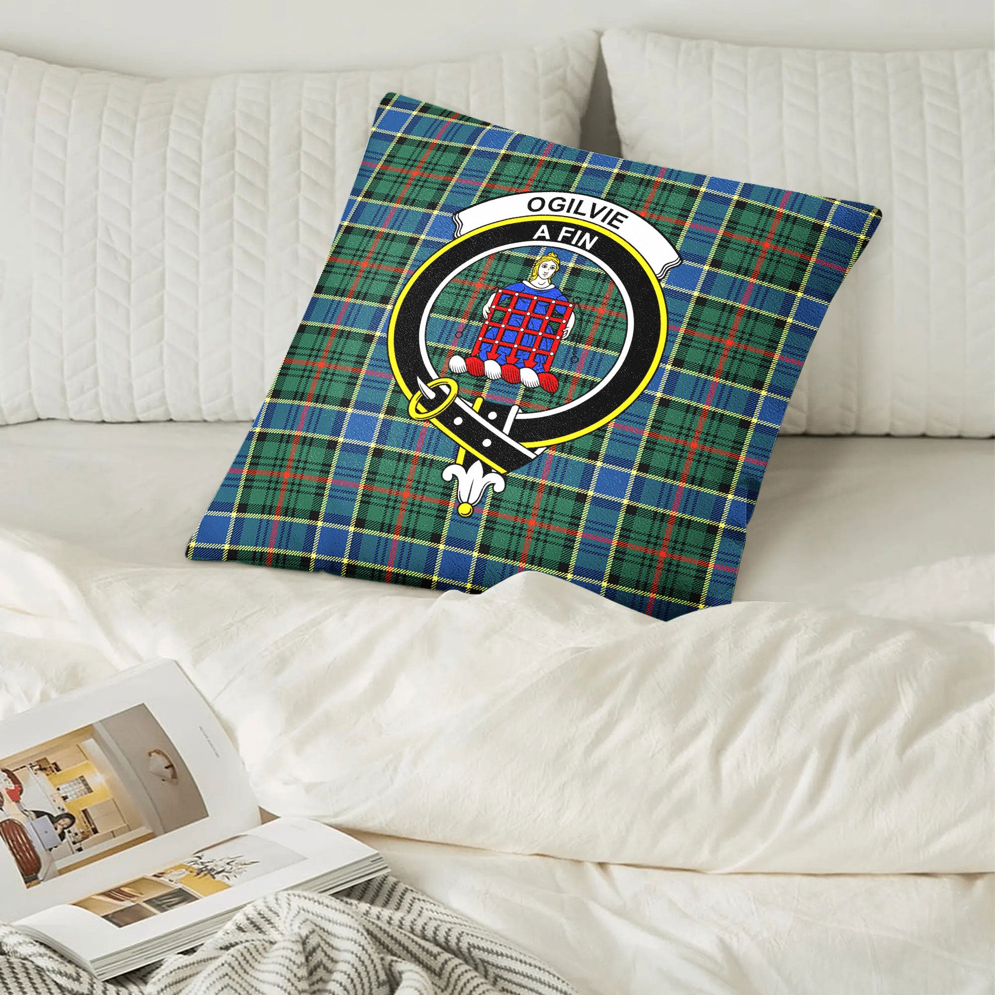 Ogilvie Hunting Ancient Tartan Crest Pillow Cover