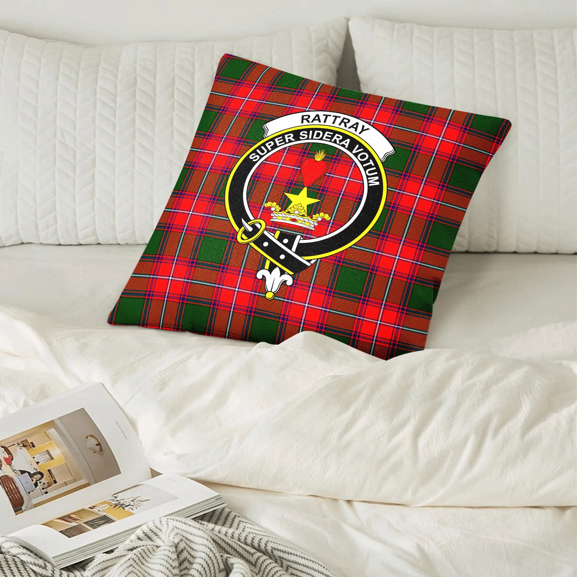 Rattray Modern Tartan Crest Pillow Cover