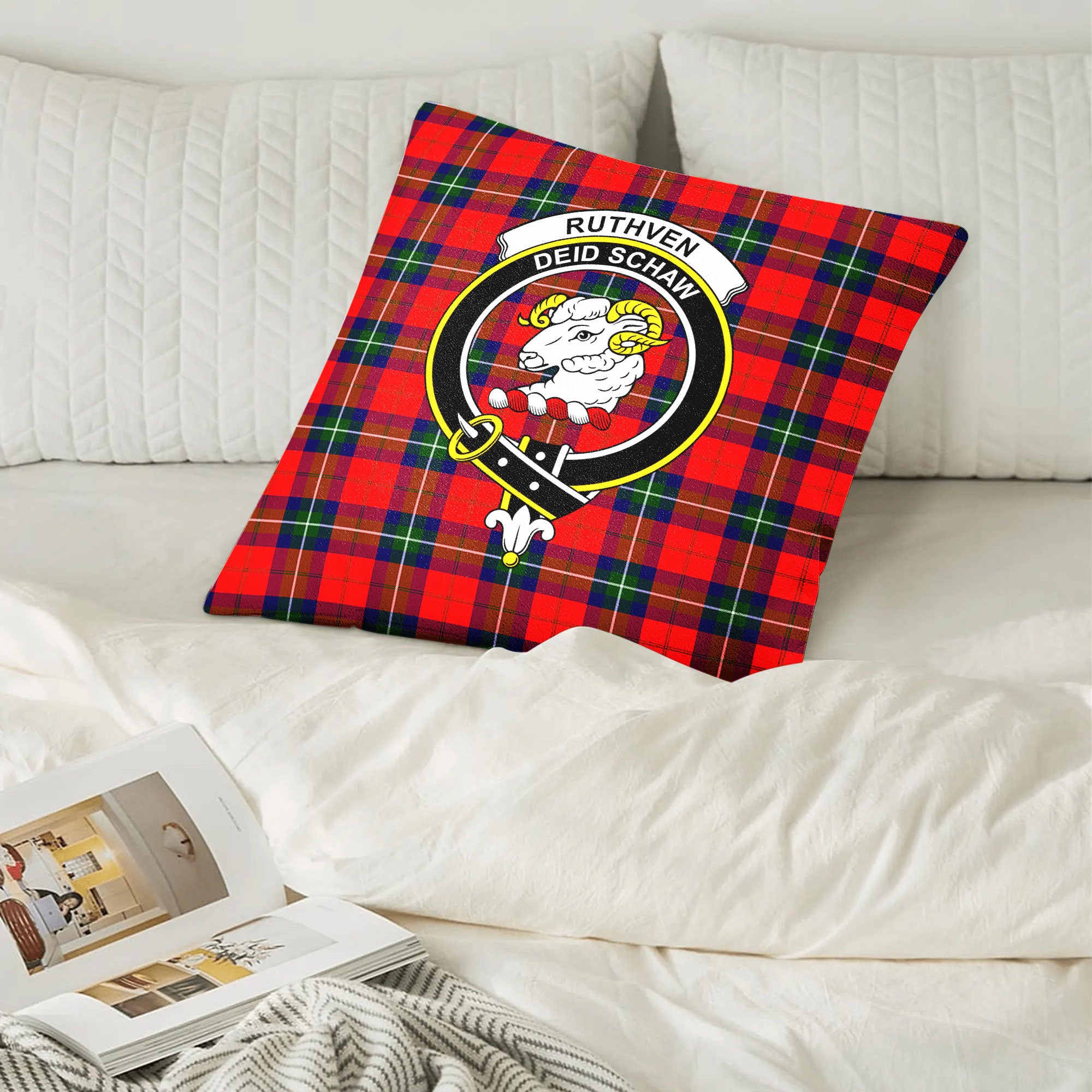 Ruthven Modern Tartan Crest Pillow Cover