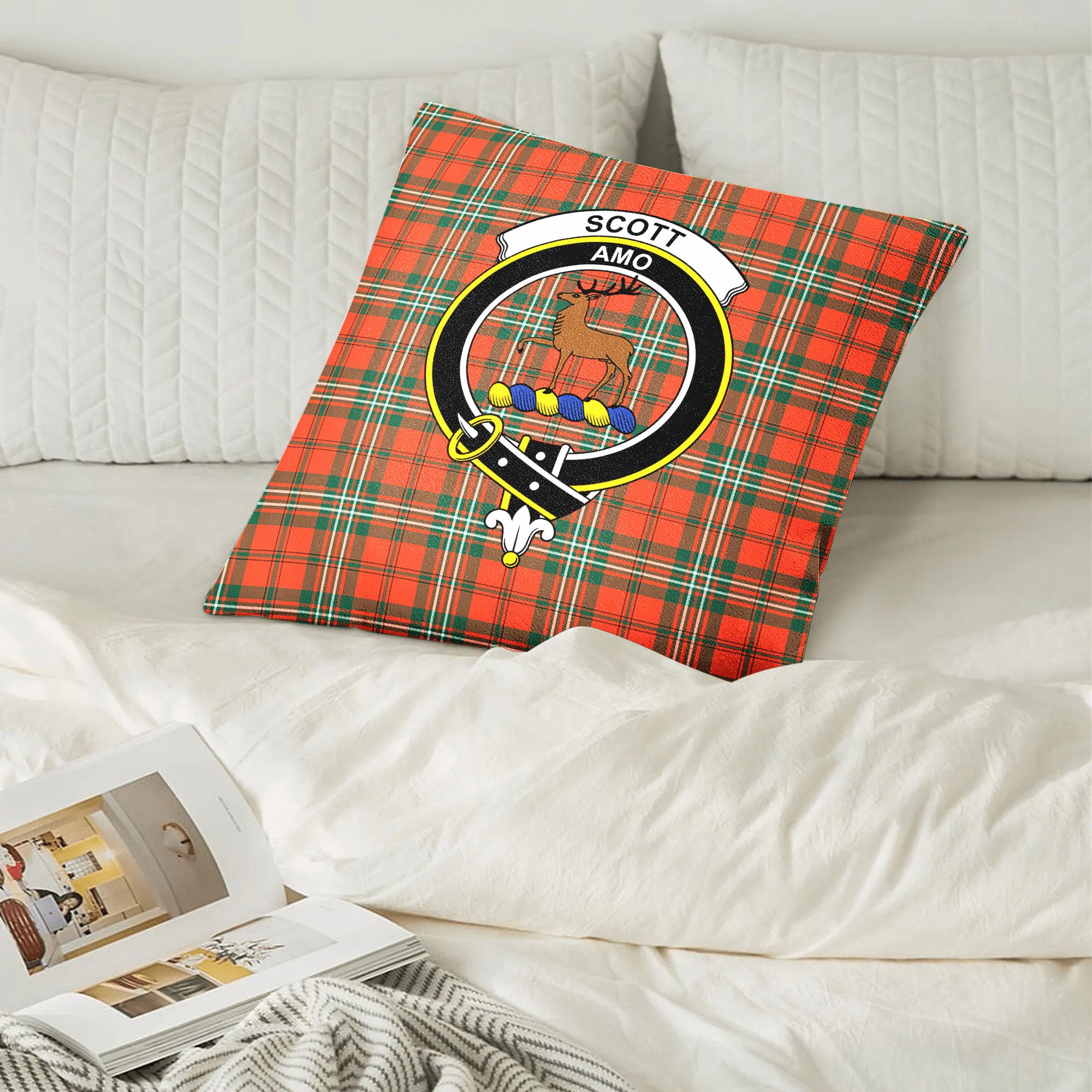 Scott Ancient Tartan Crest Pillow Cover