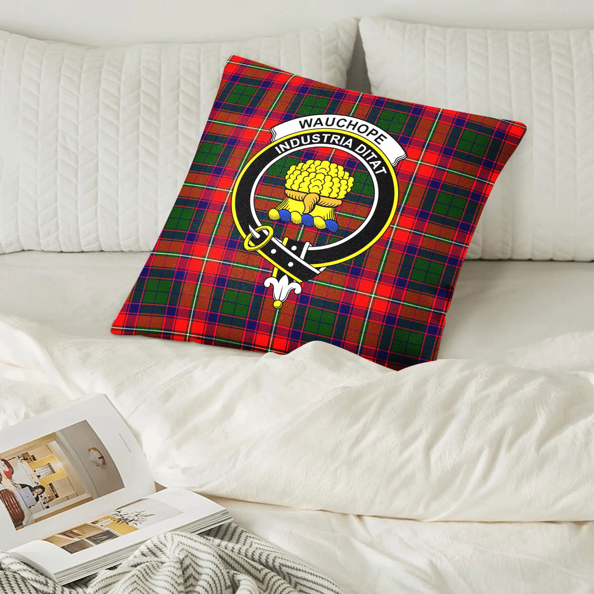 Wauchope (or Waugh) Tartan Crest Pillow Cover