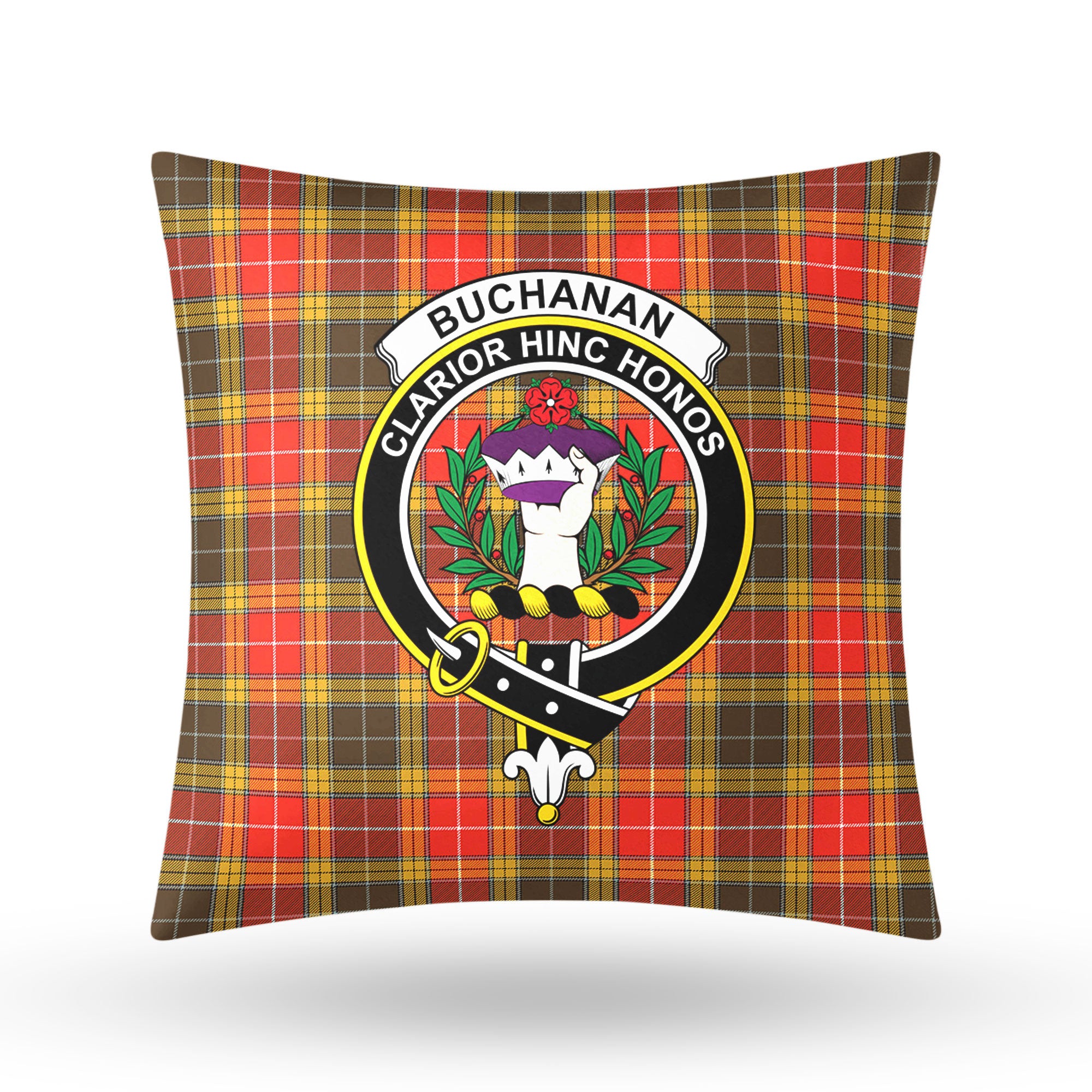 Buchanan Old Set Weathered Tartan Crest Pillow Cover