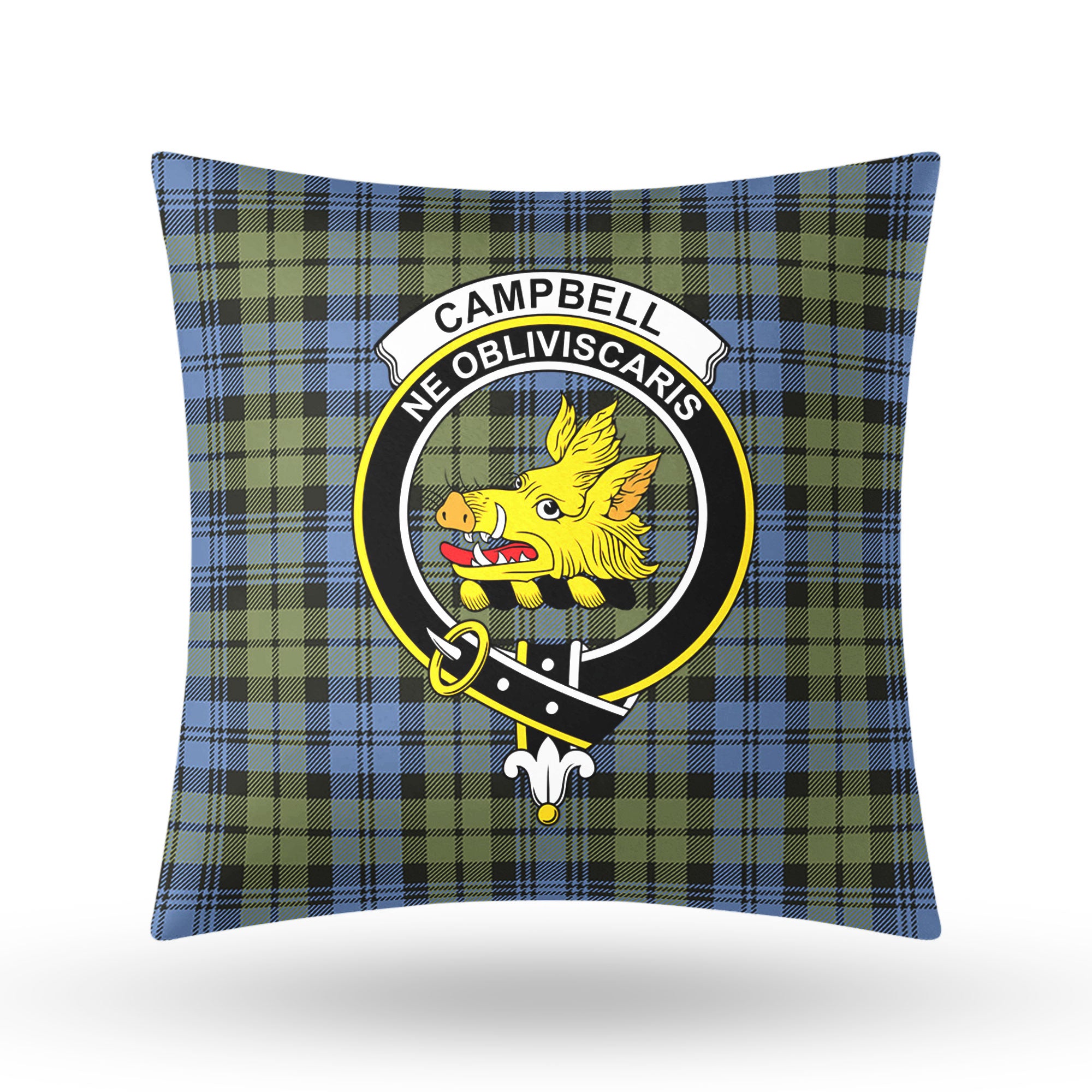 Campbell Faded Tartan Crest Pillow Cover