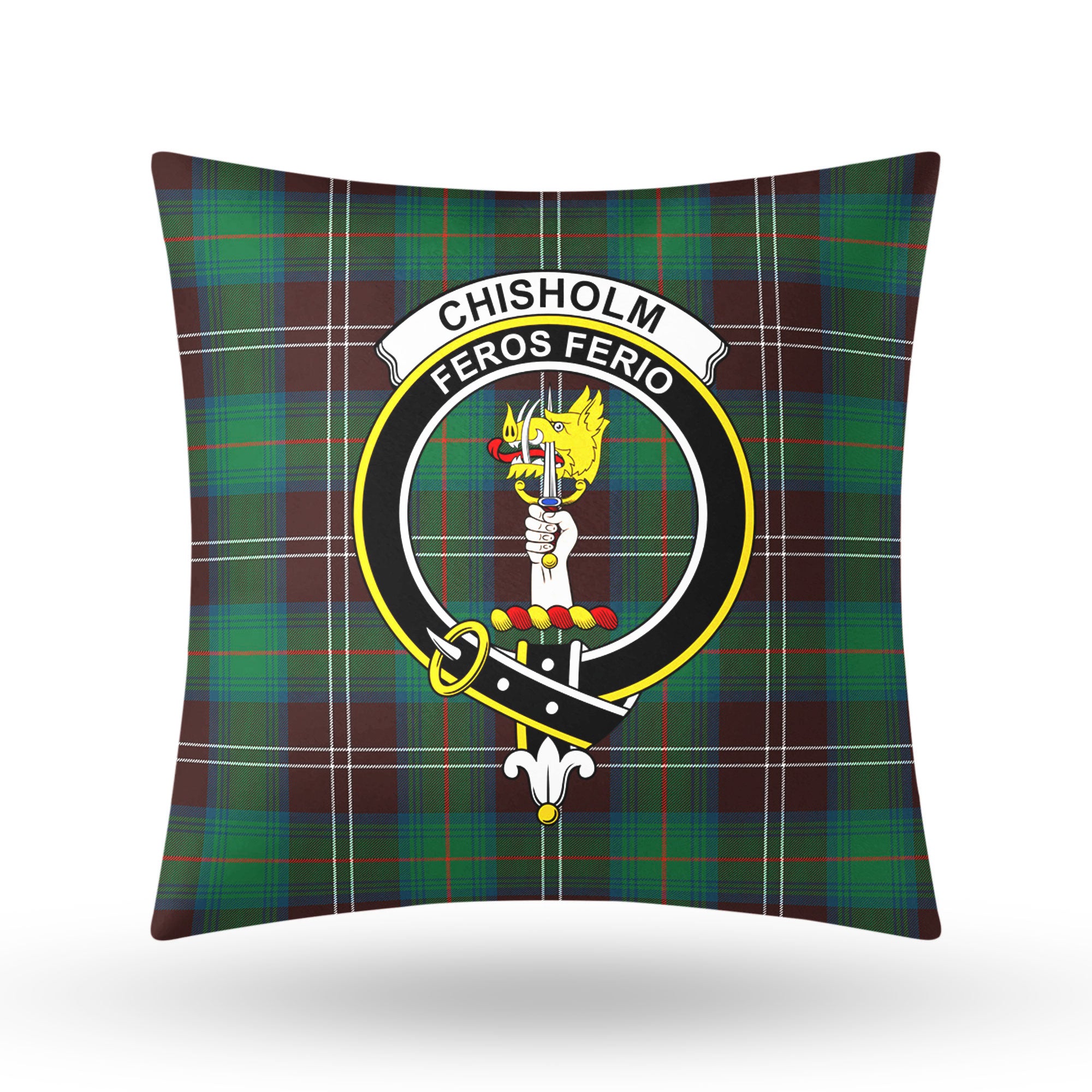 Chisholm Hunting Ancient Tartan Crest Pillow Cover