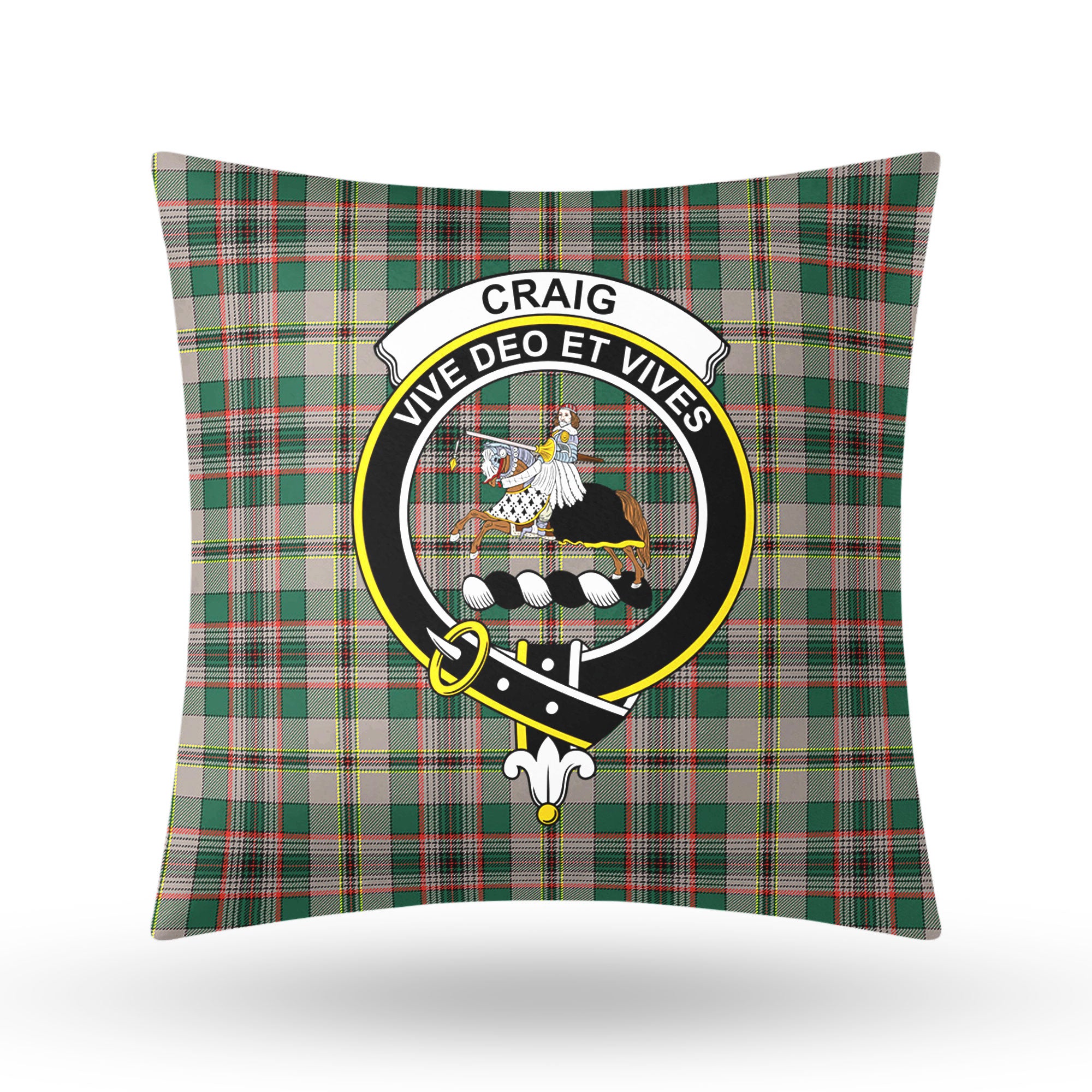 Craig Ancient Tartan Crest Pillow Cover