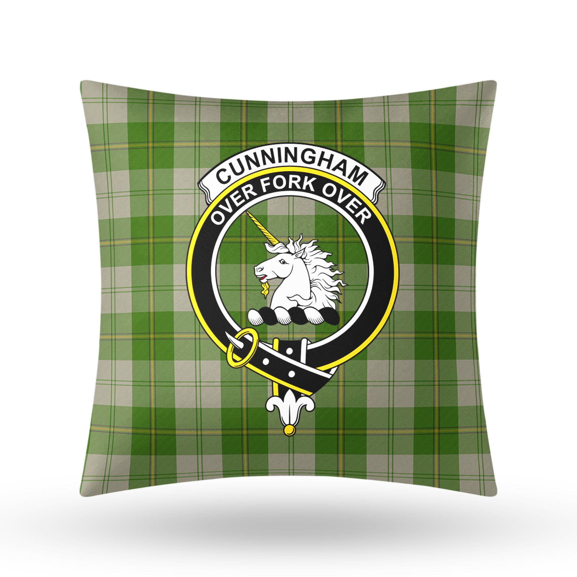 Cunningham Dress Green Dancers Tartan Crest Pillow Cover