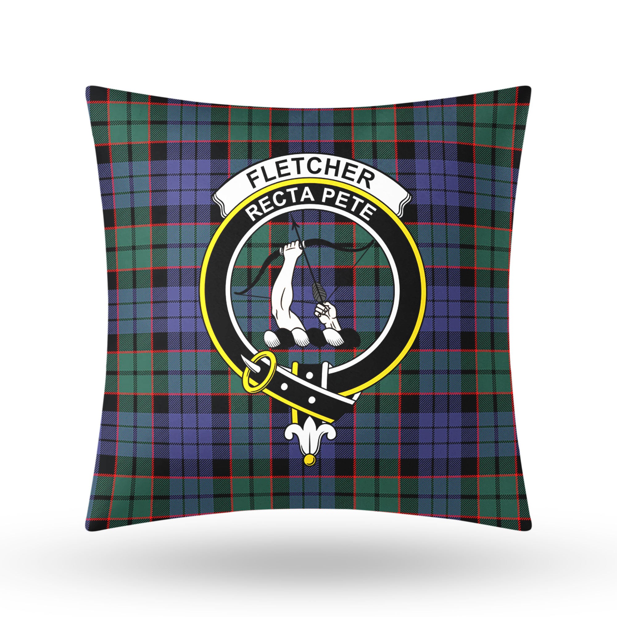 Fletcher Modern Tartan Crest Pillow Cover