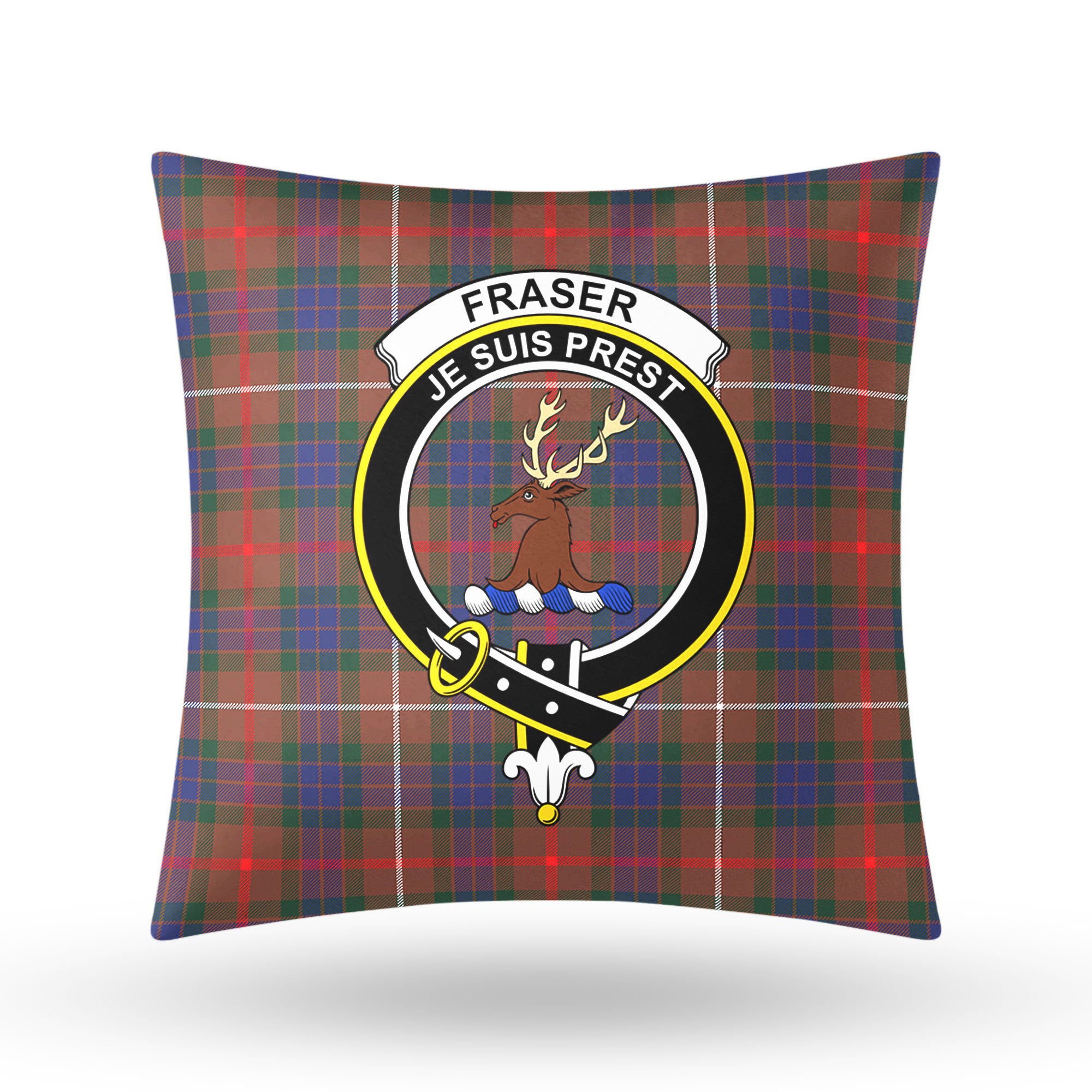 Fraser (of Lovat) Hunting Modern Tartan Crest Pillow Cover