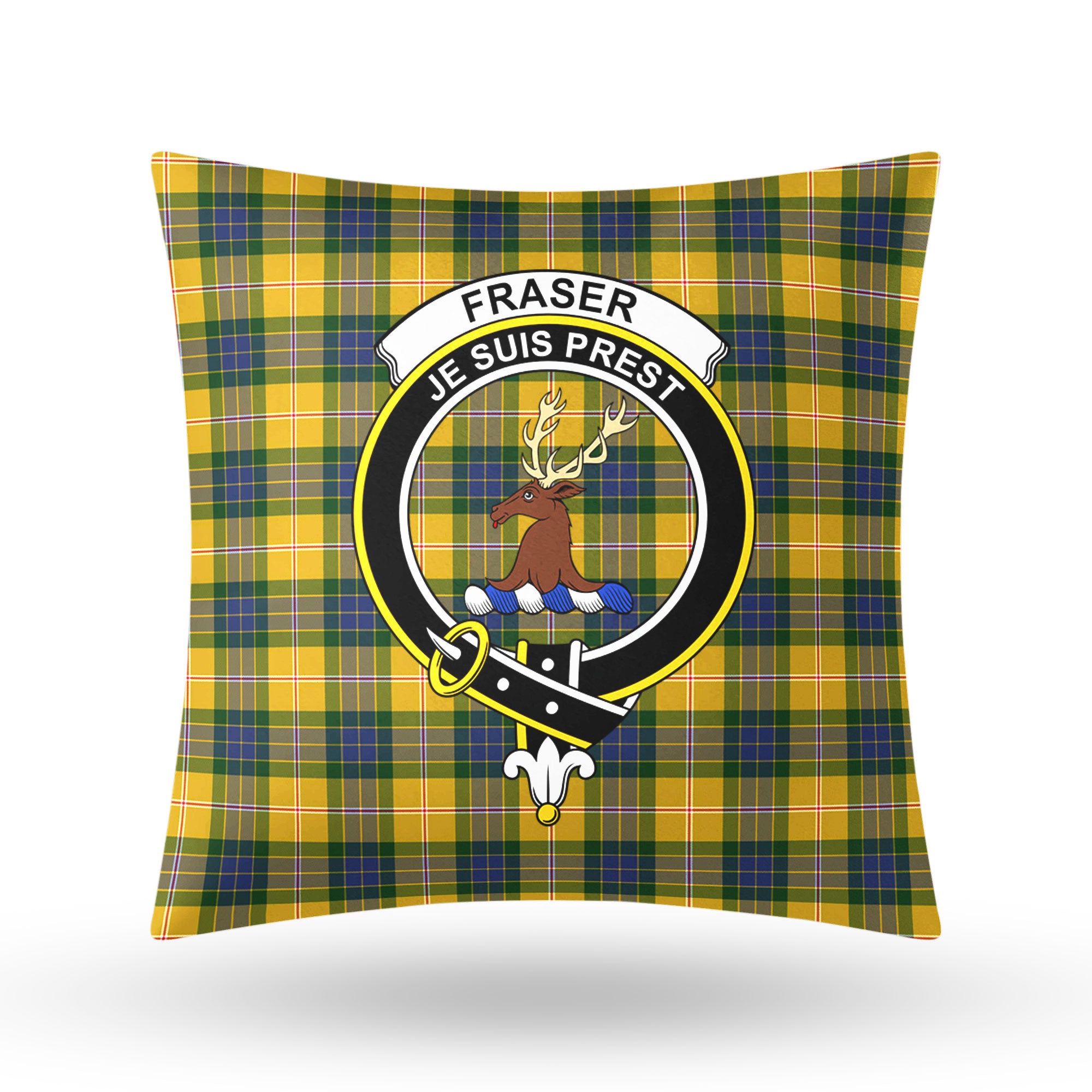 Fraser (of Lovat) Yellow Tartan Crest Pillow Cover