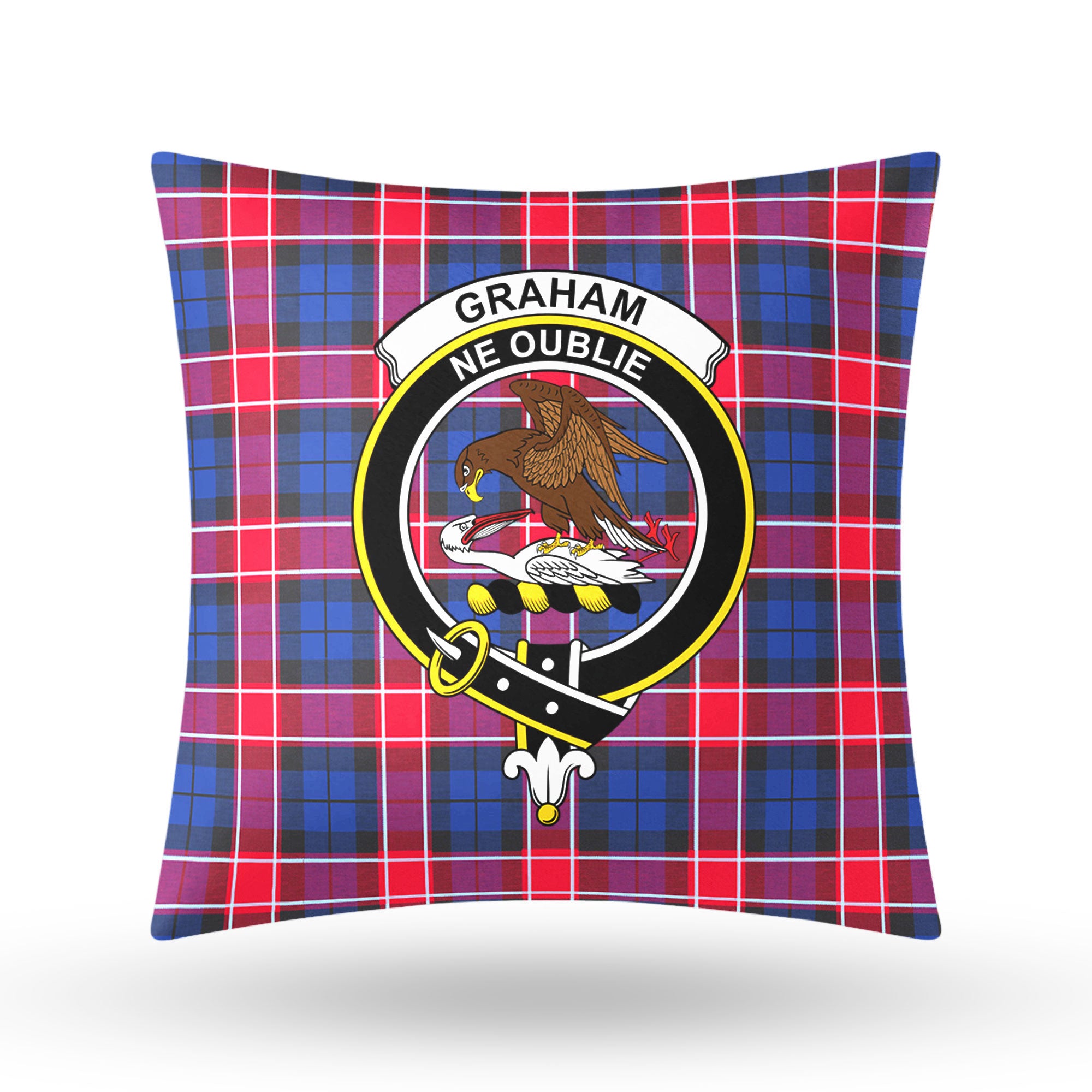 Graham of Menteith Red Tartan Crest Pillow Cover