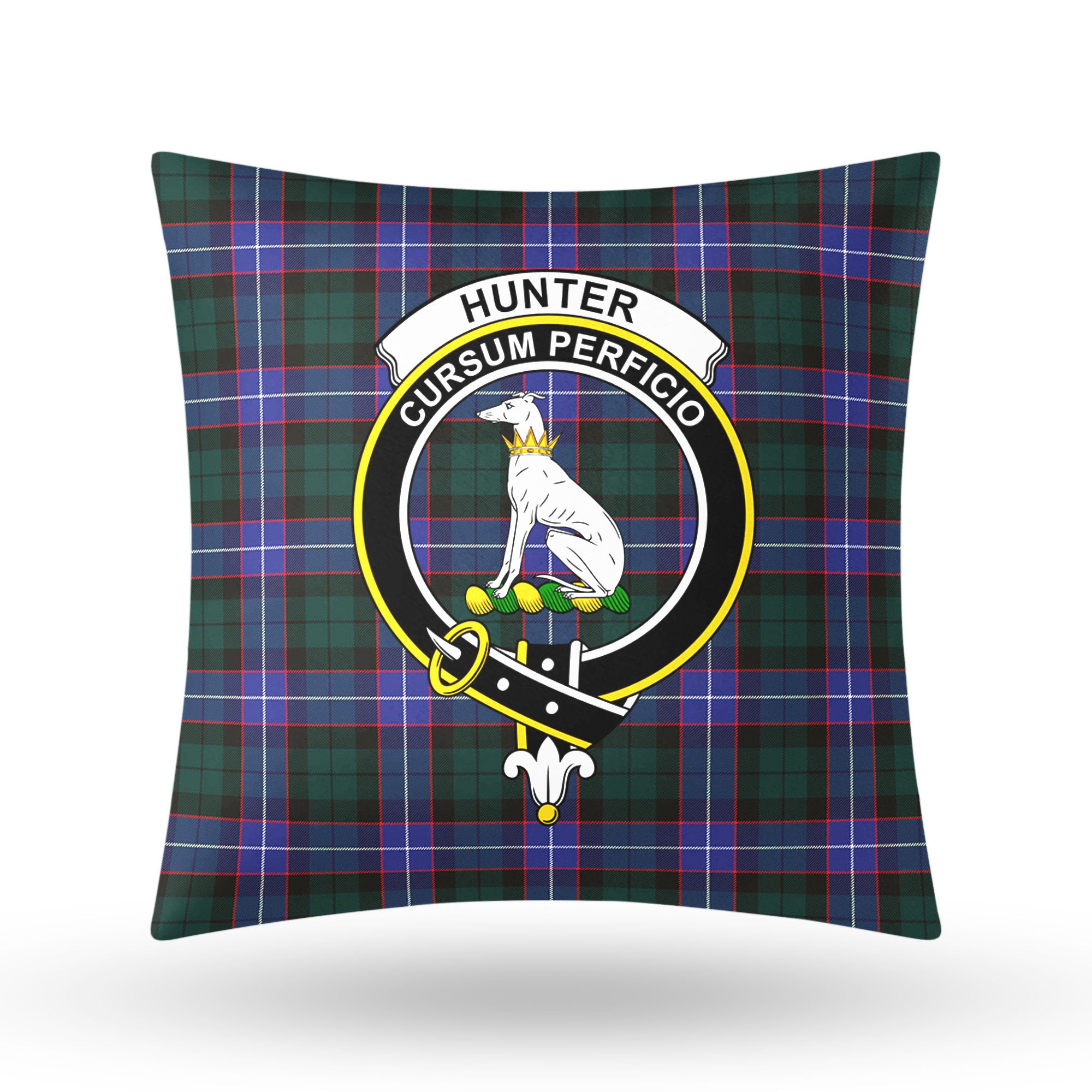 Hunter Modern Tartan Crest Pillow Cover