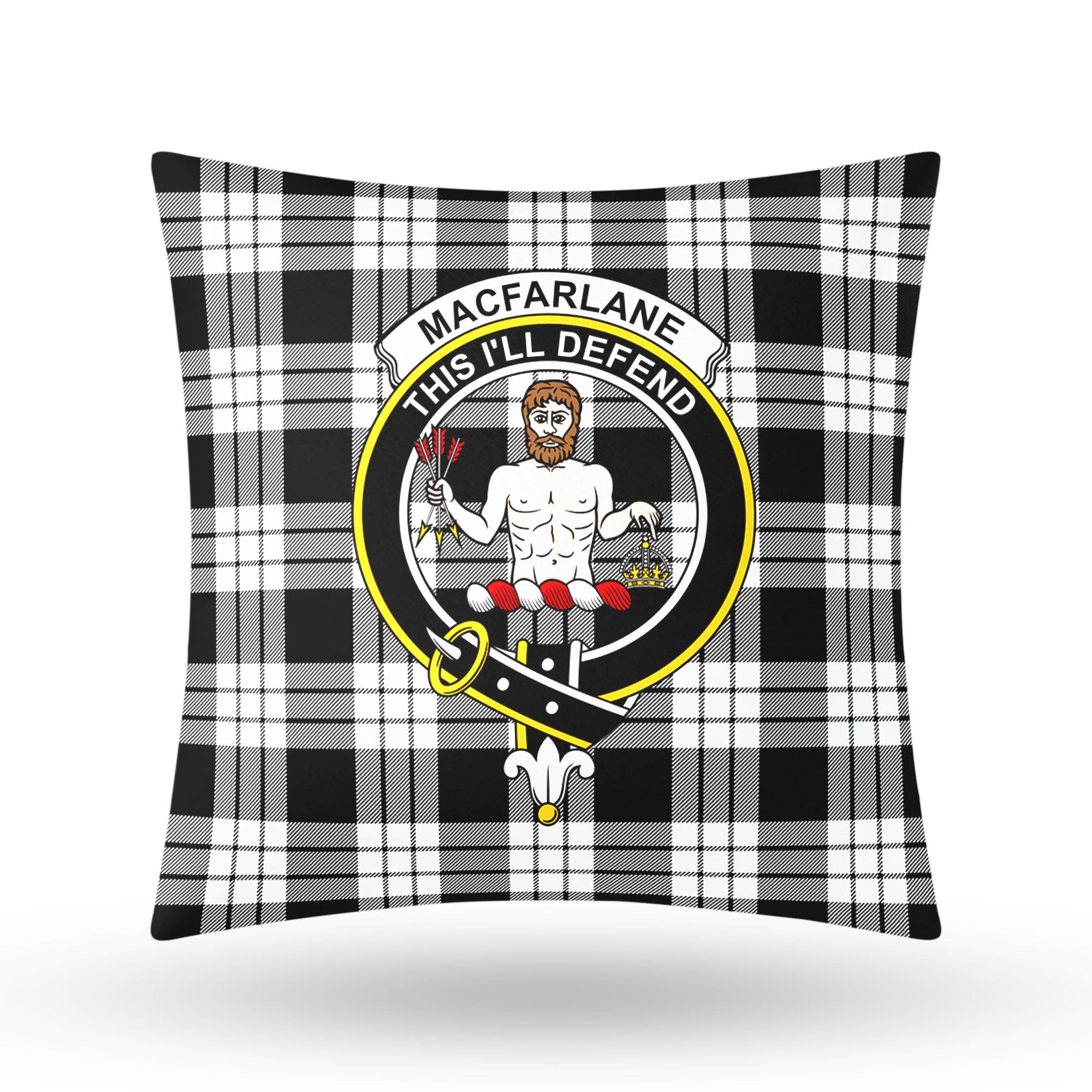 MacFarlane Black - White Tartan Crest Pillow Cover