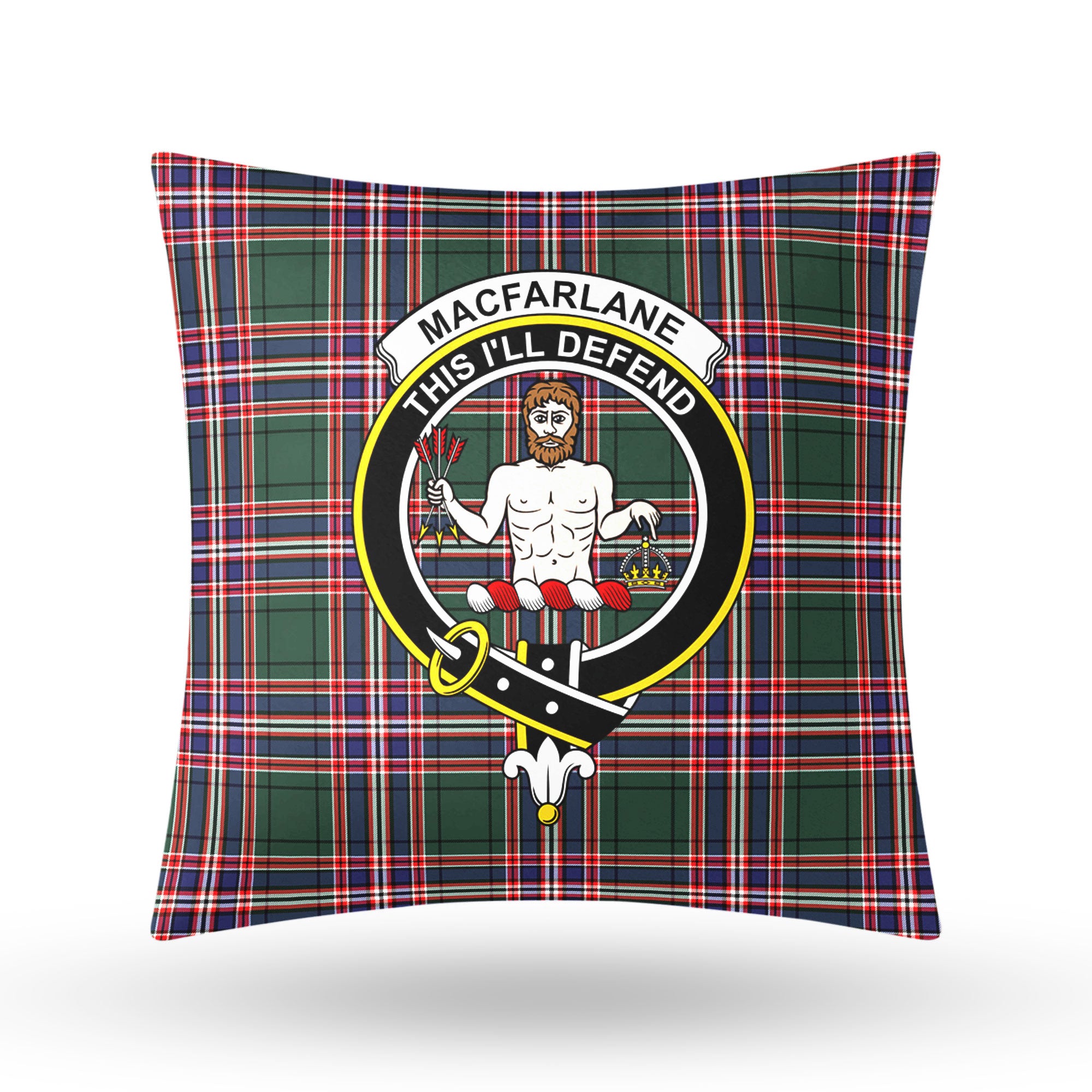 MacFarlane Hunting Modern Tartan Crest Pillow Cover