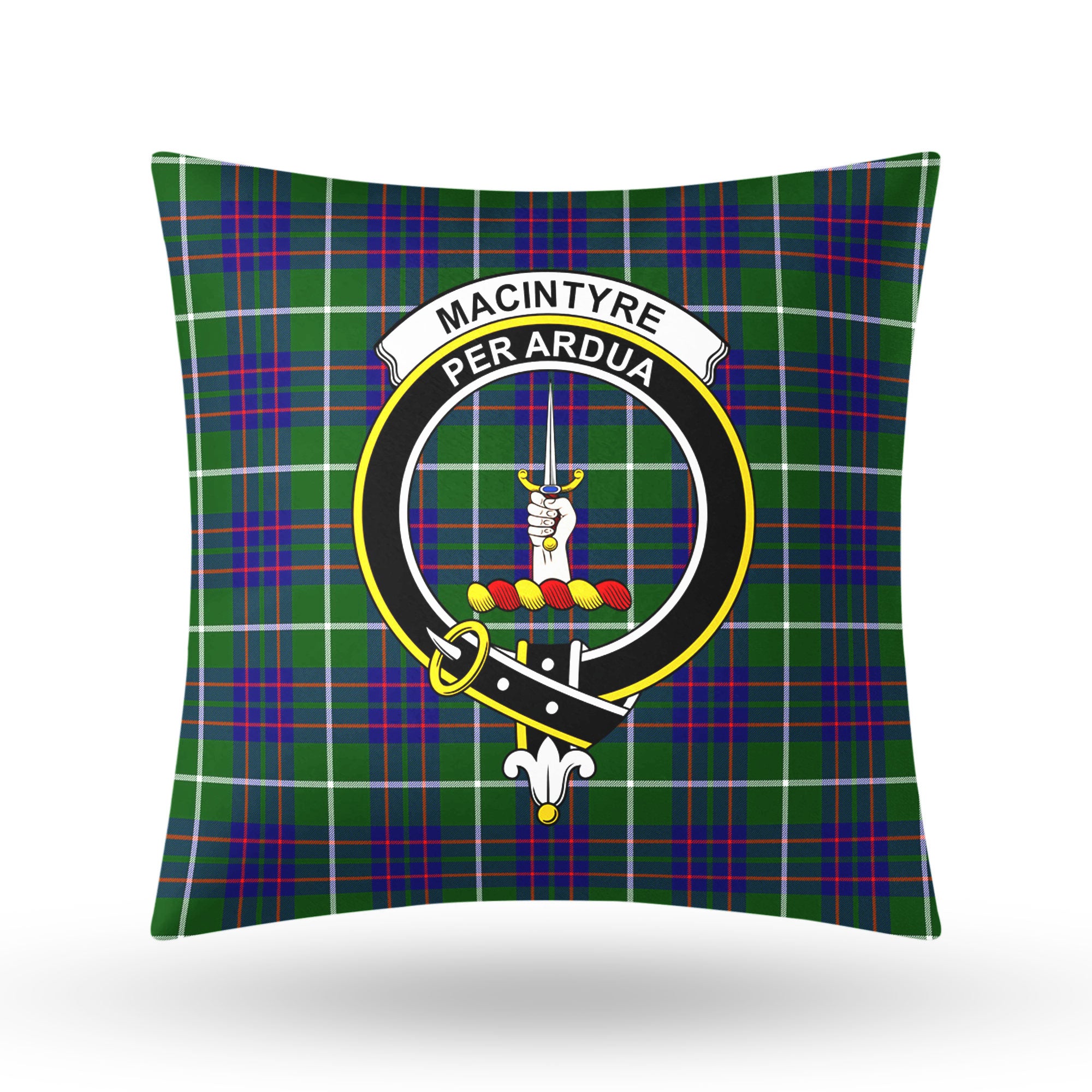 MacIntyre Hunting Modern Tartan Crest Pillow Cover