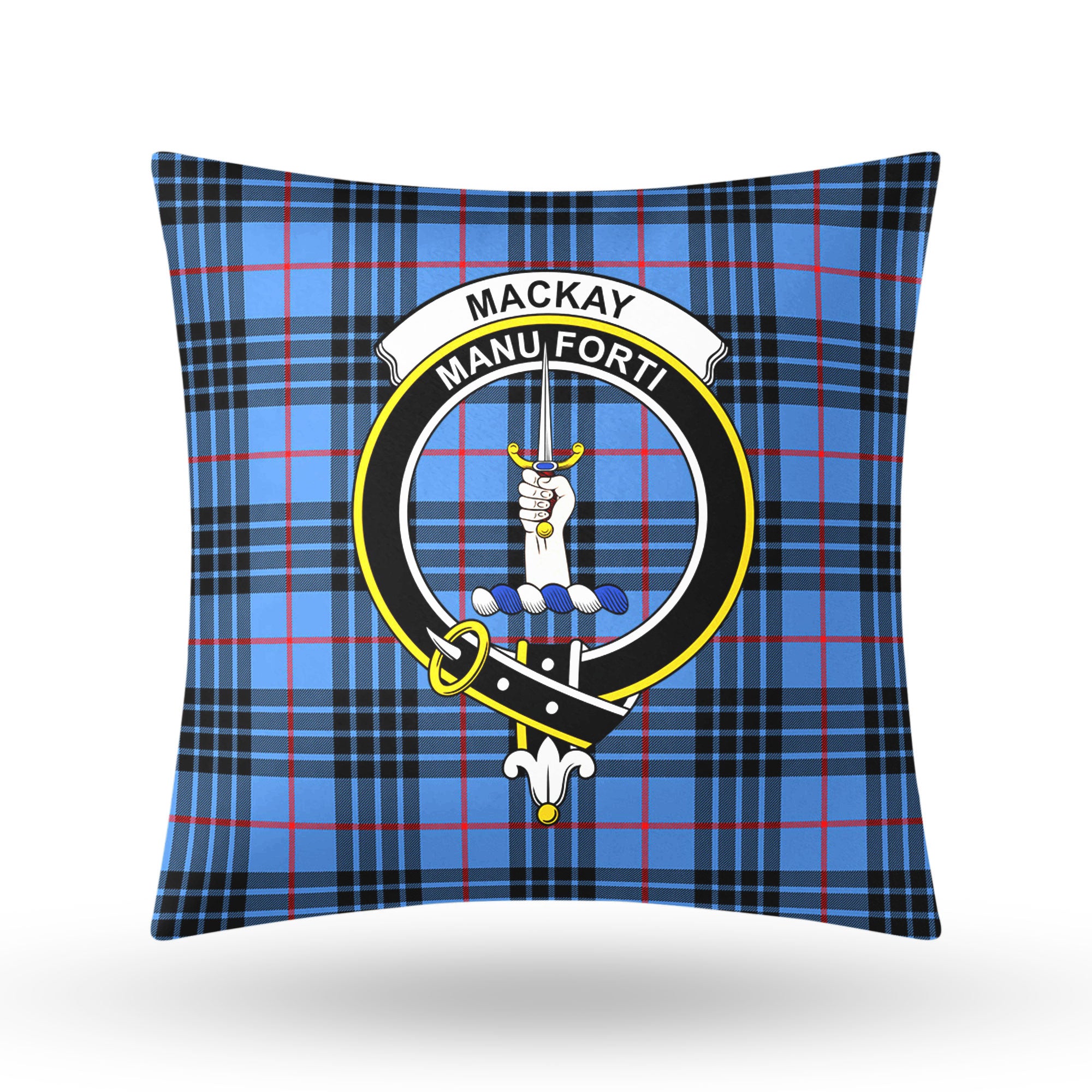 MacKay Blue Tartan Crest Pillow Cover