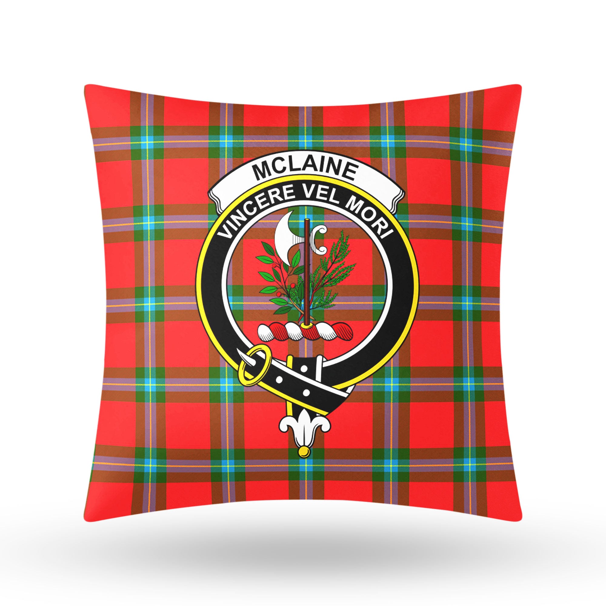 McLaine of Loch Buie Tartan Crest Pillow Cover