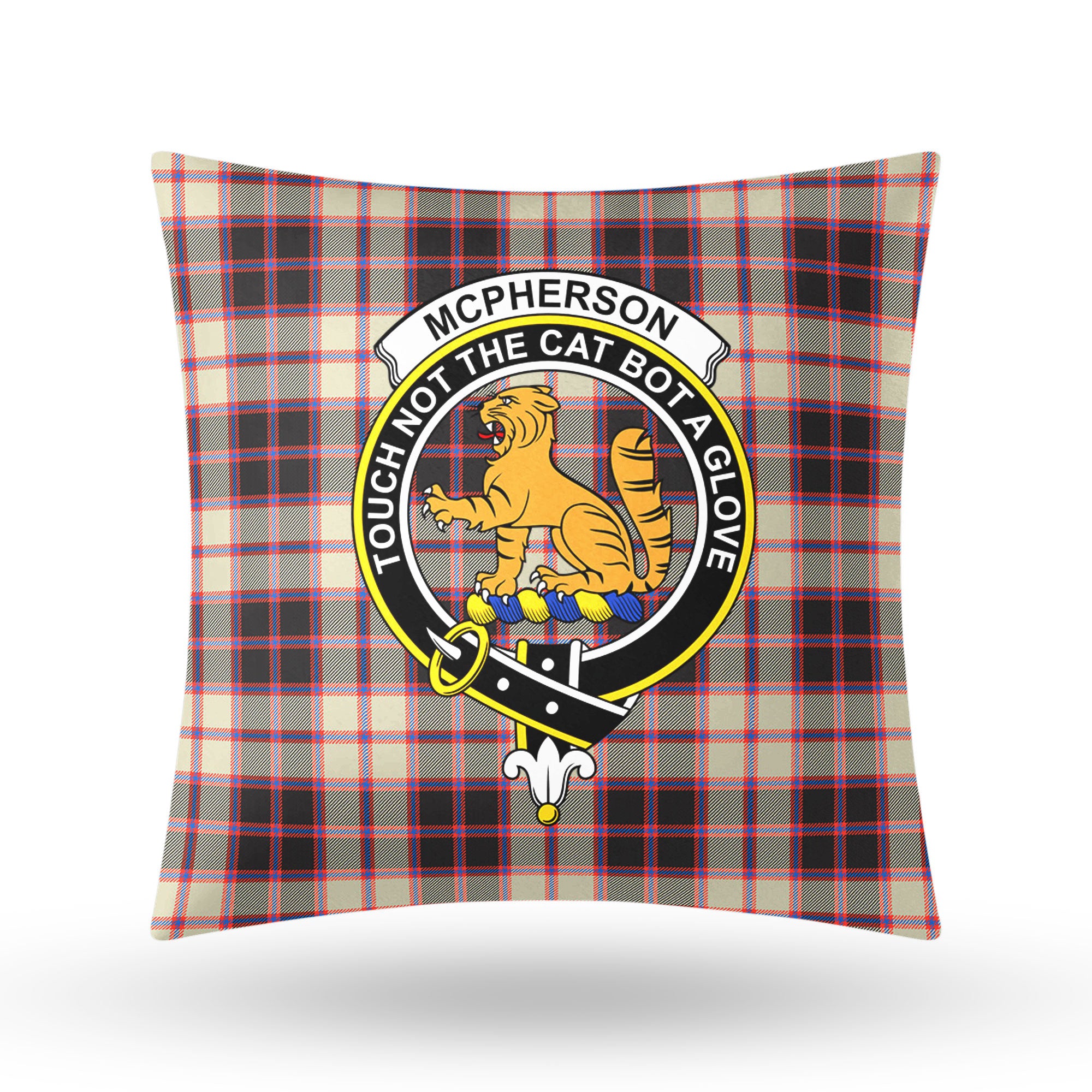 McPherson Hunting Ancient Tartan Crest Pillow Cover