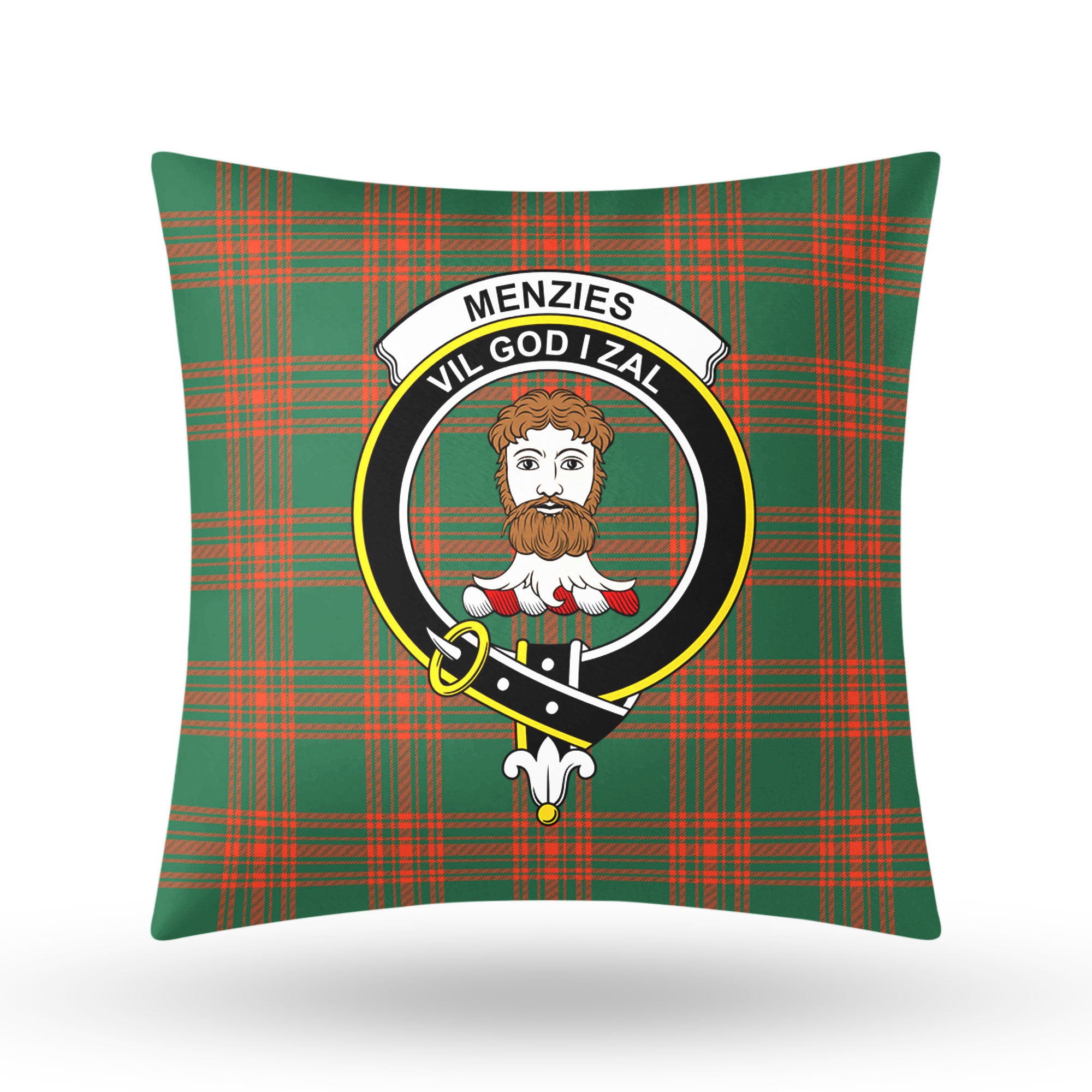 Menzies Green Ancient Tartan Crest Pillow Cover