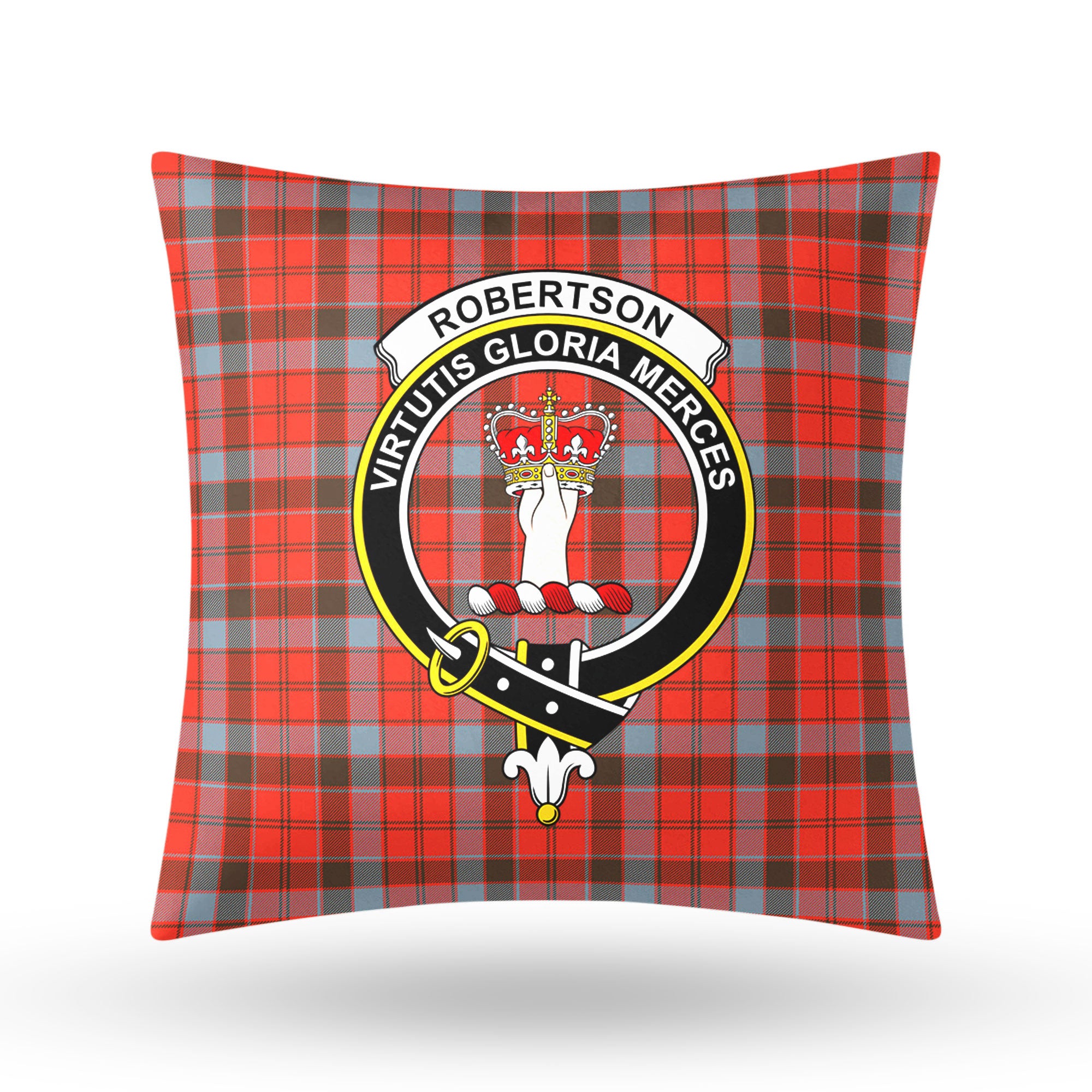 Robertson Weathered Tartan Crest Pillow Cover